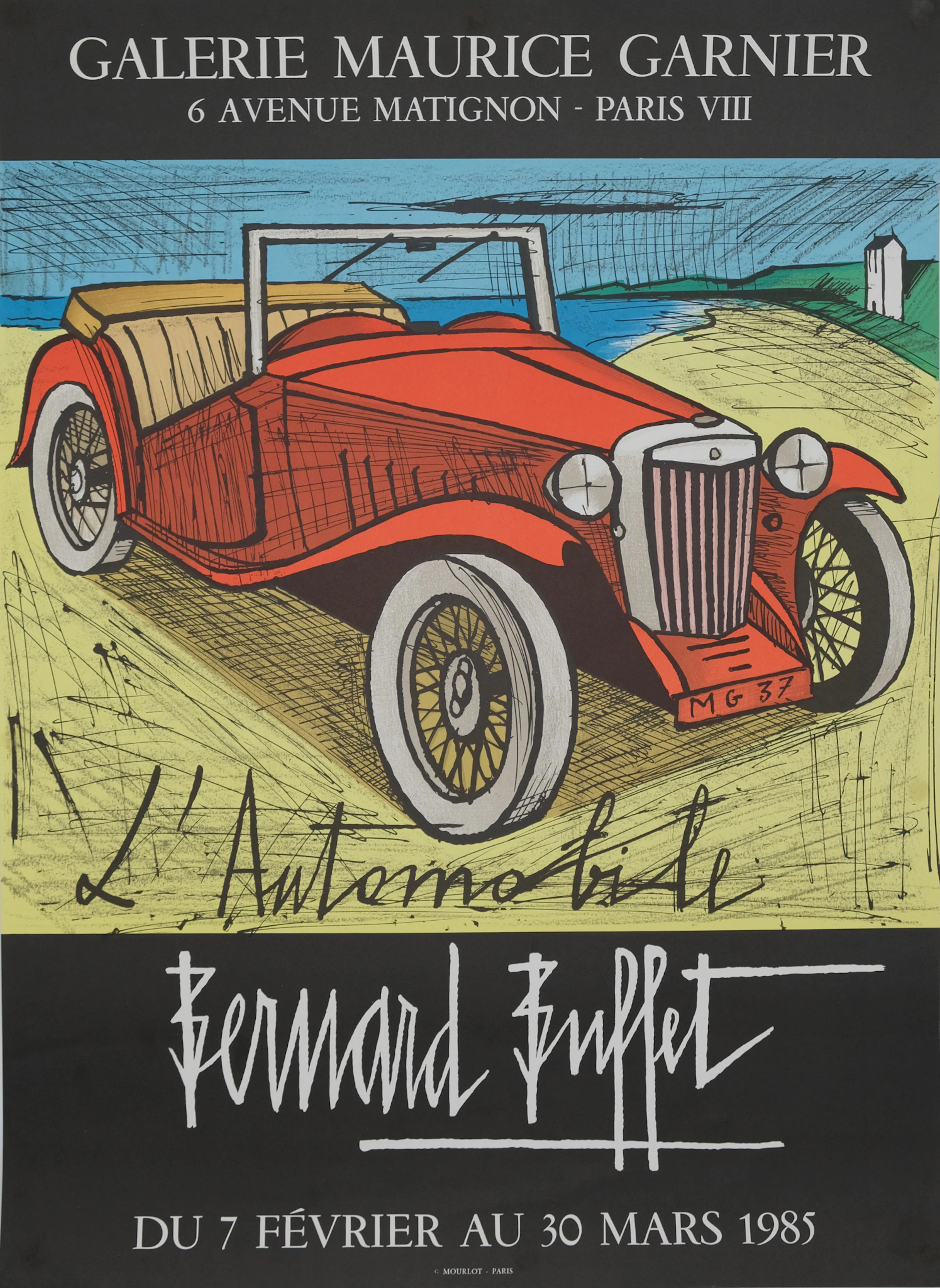 Bernard BUFFET : L’automobile - Lithographie originale signée