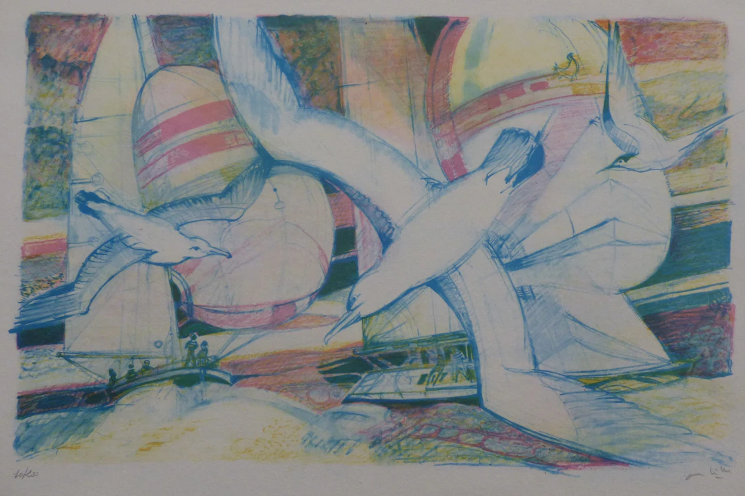 Paul AMBILLE - Le Vol de Mouettes, 1980 - Lithographie originale