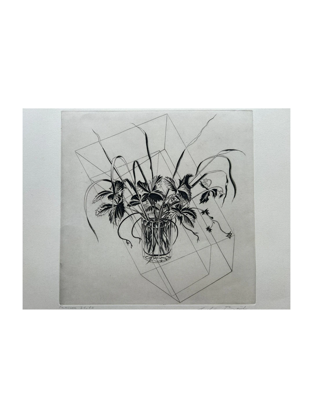 Michel Beret - Fraisiers - Gravure originale signée et titrée