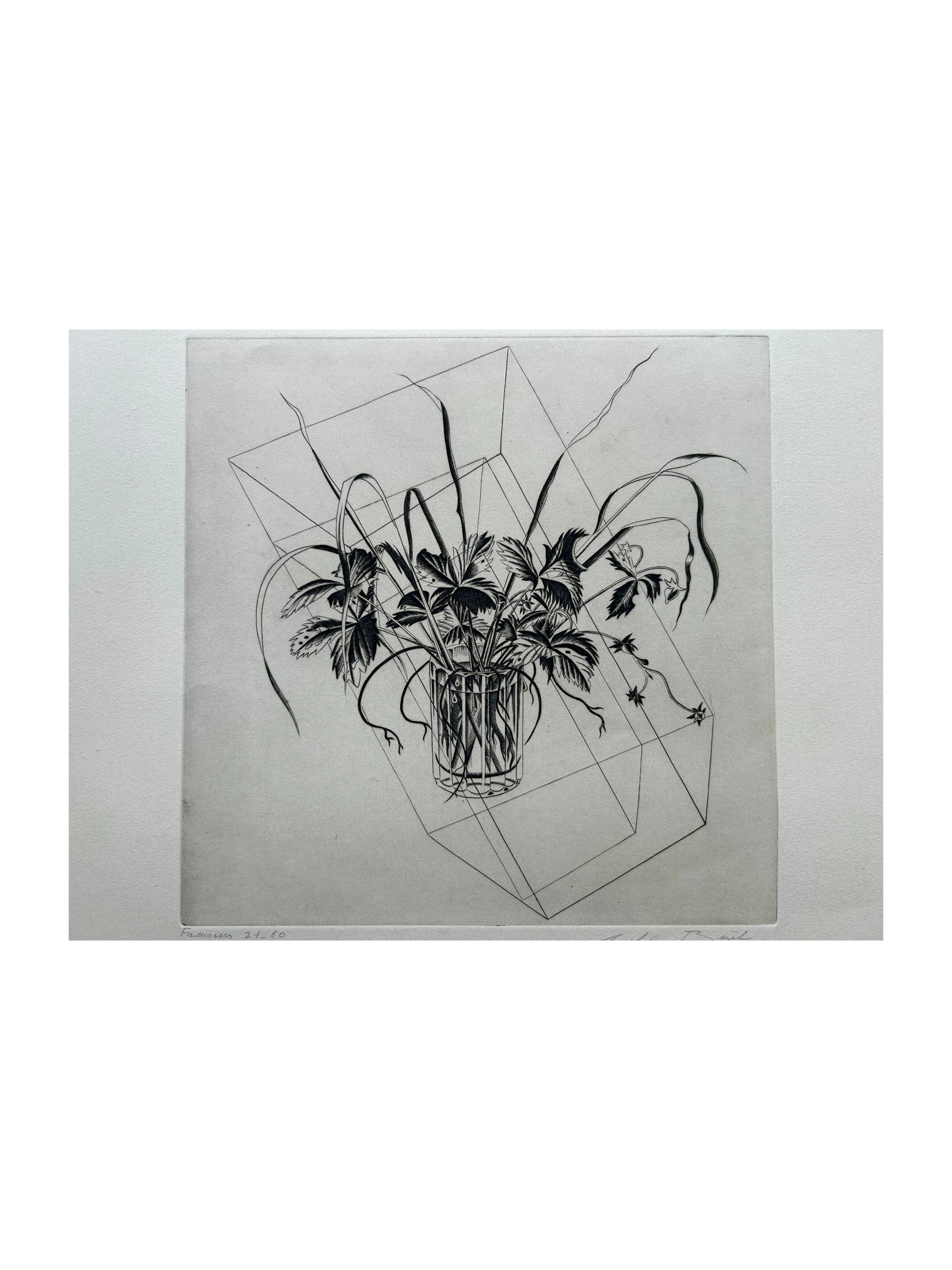 Michel Beret - Fraisiers - Gravure originale signée et titrée