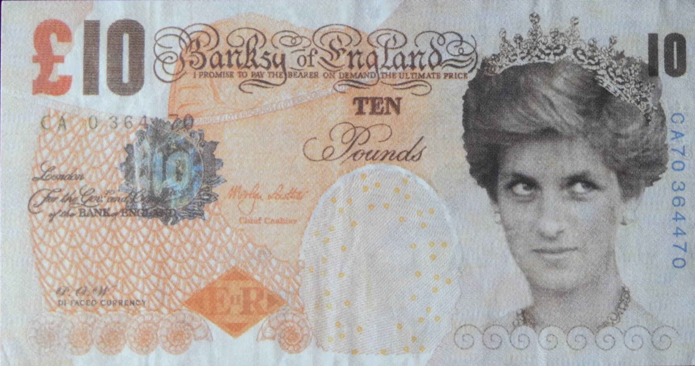 BANKSY - DIFACED TENNER, faux billet de dix livres