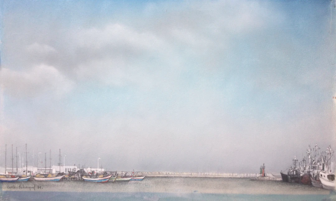 Catherine REYBEROL - Port de la Goulette (Tunis), 1979 - Gouache et