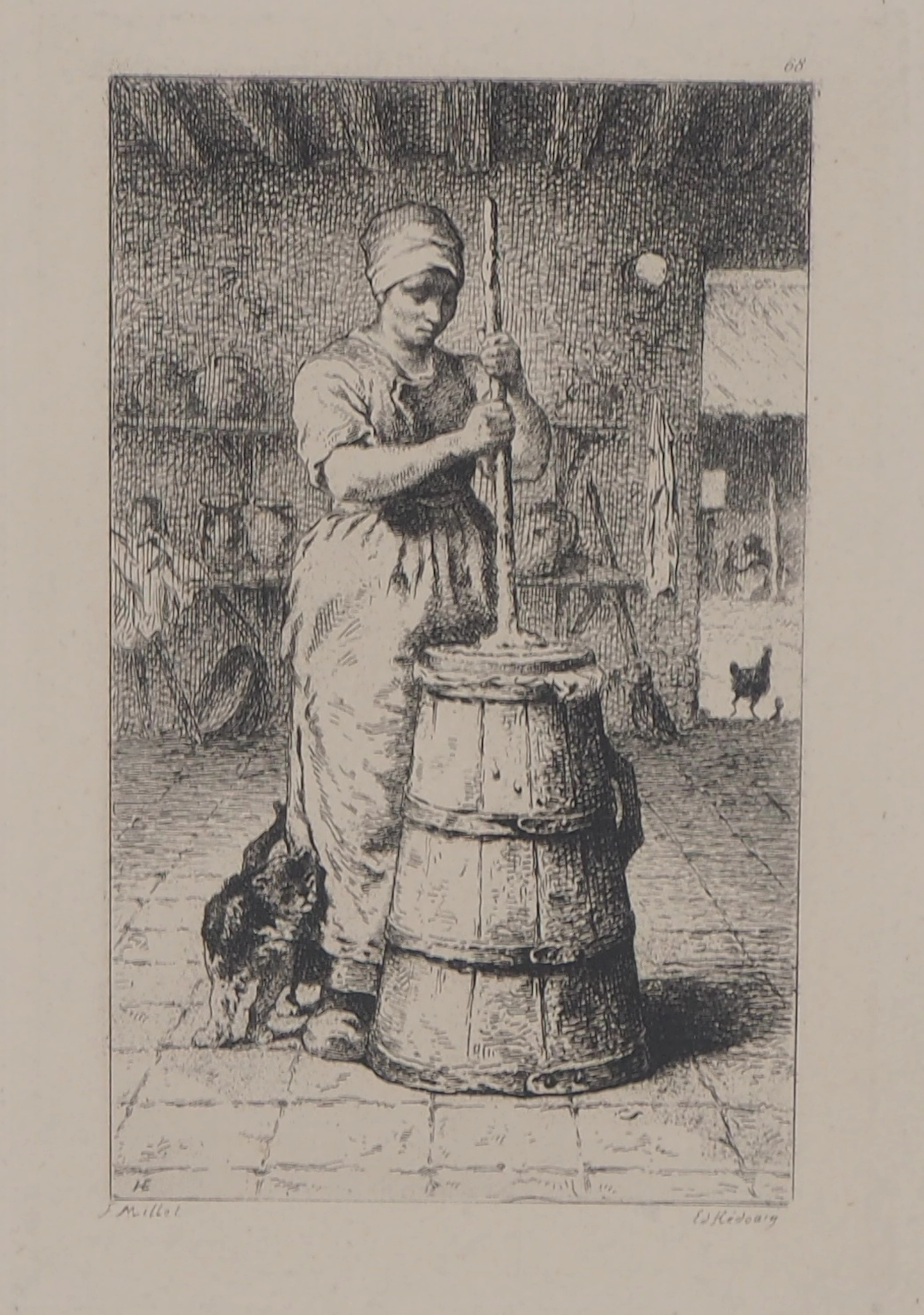 Jean François MILLET (d’après) - La barateuse,1873 - Gravure, signée