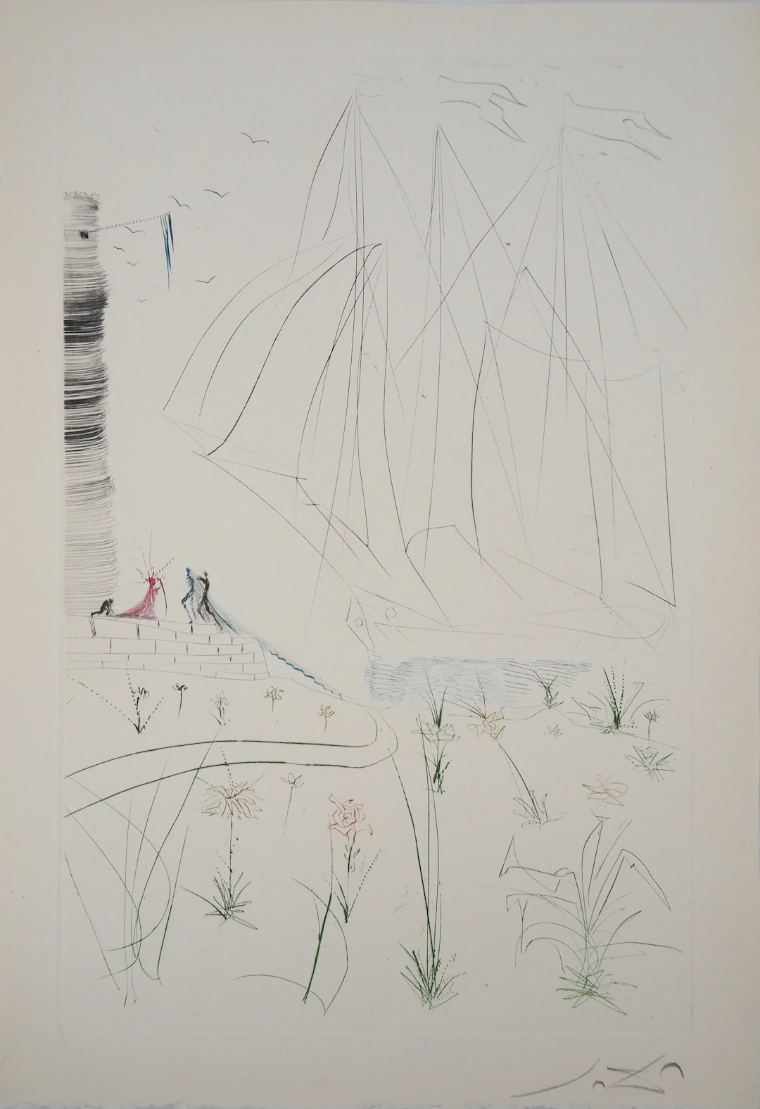 Salvador DALI : L’arrivée d’Iseult, 1970 - Gravure Originale Signée