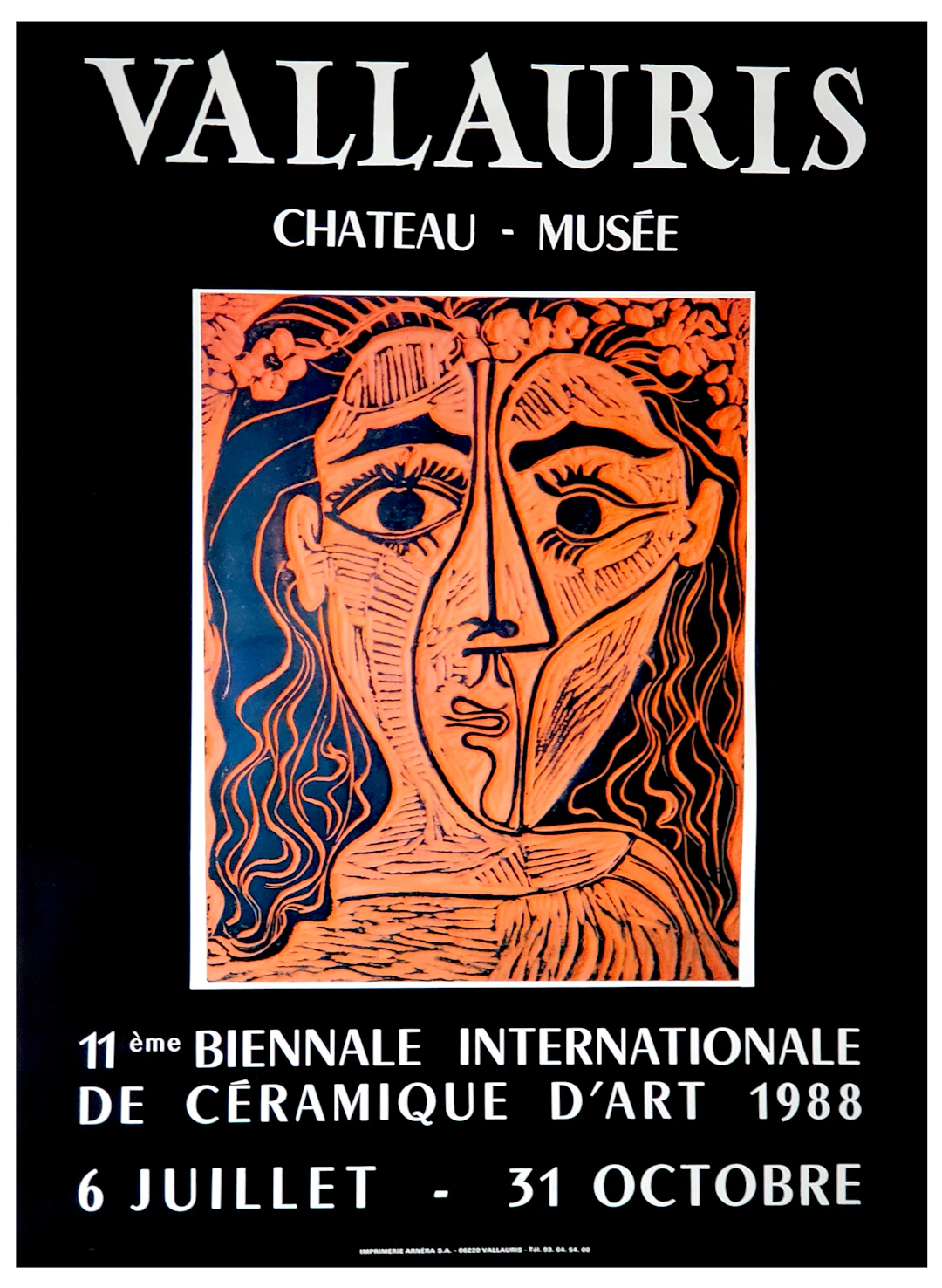 Pablo Picasso - affiche originale, 1988, Biennale Vallauris, Jacqueline
