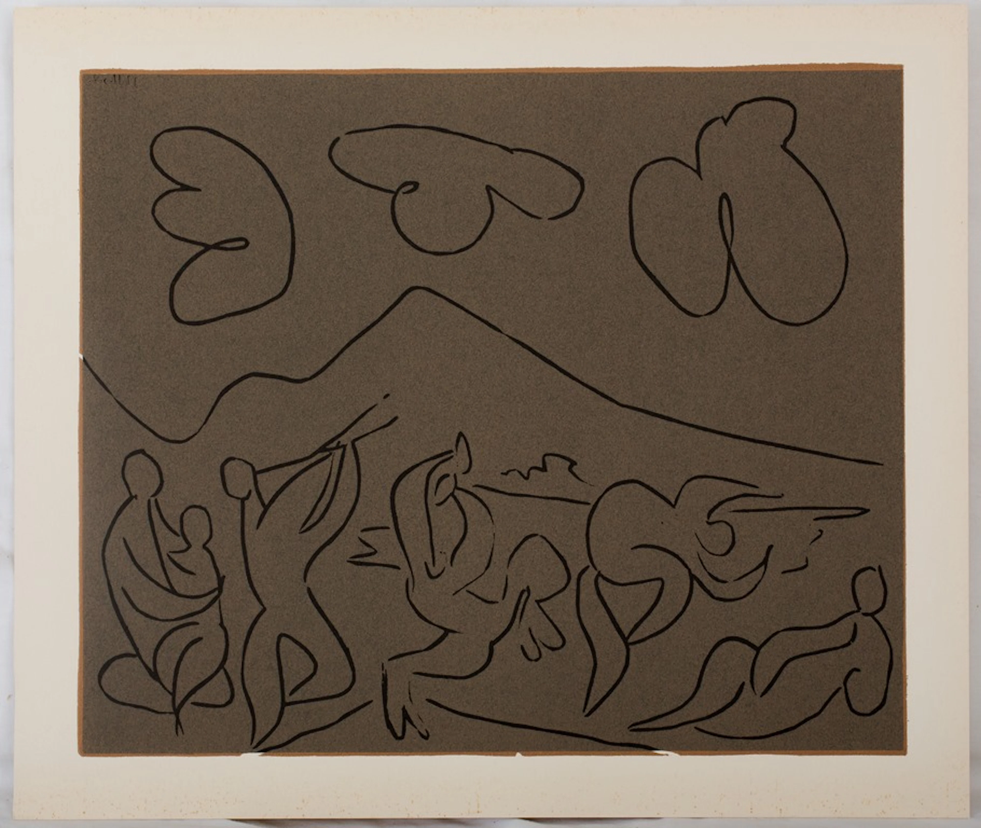 Pablo PICASSO : Bacchanale, la danse des Faunes - Linogravure (1962)
