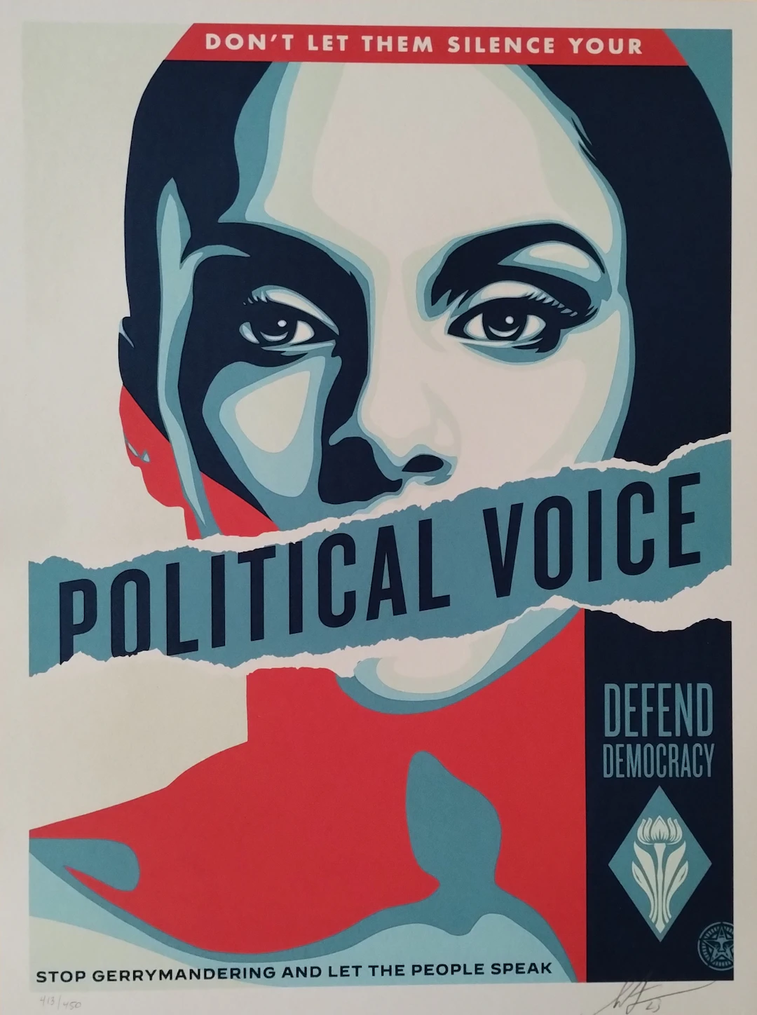 Shepard FAIREY (Obey) -Political Voice - Sérigraphie signée au crayon