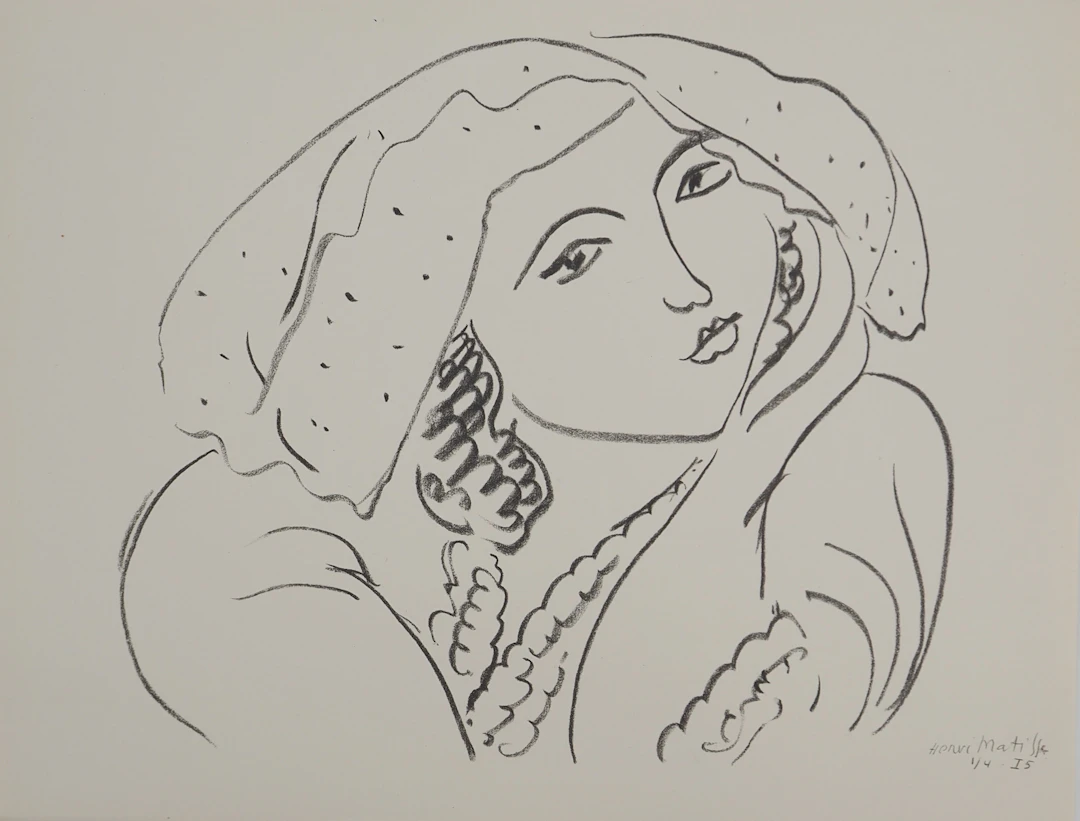 Henri MATISSE : Portrait au foulard à pois, Lithographie signée