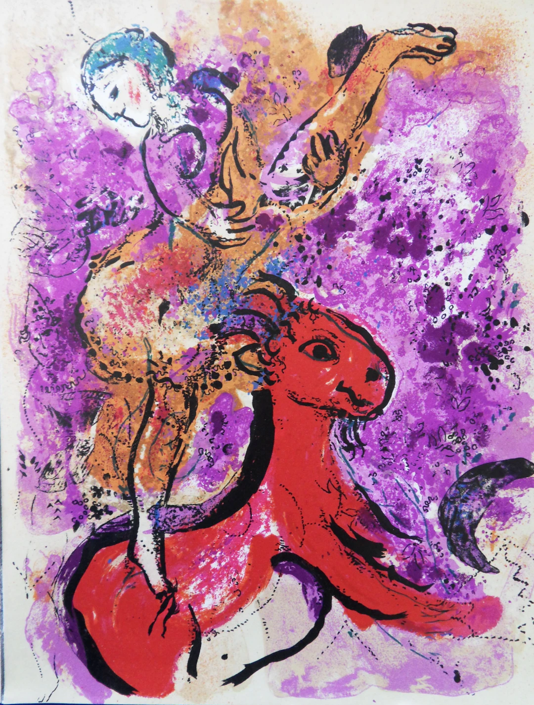 Marc CHAGALL : L’Ecuyère au cheval rouge - Lithographie originale