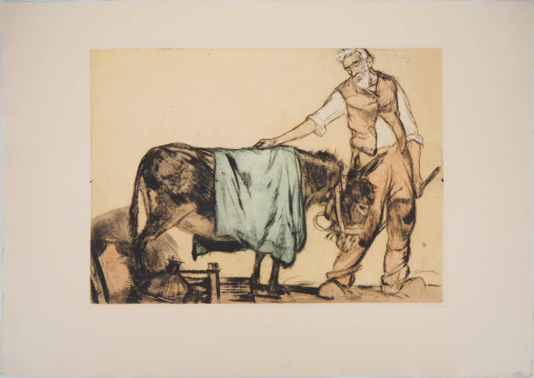 Armand COUSSENS : Fermier - Gravure originale signée