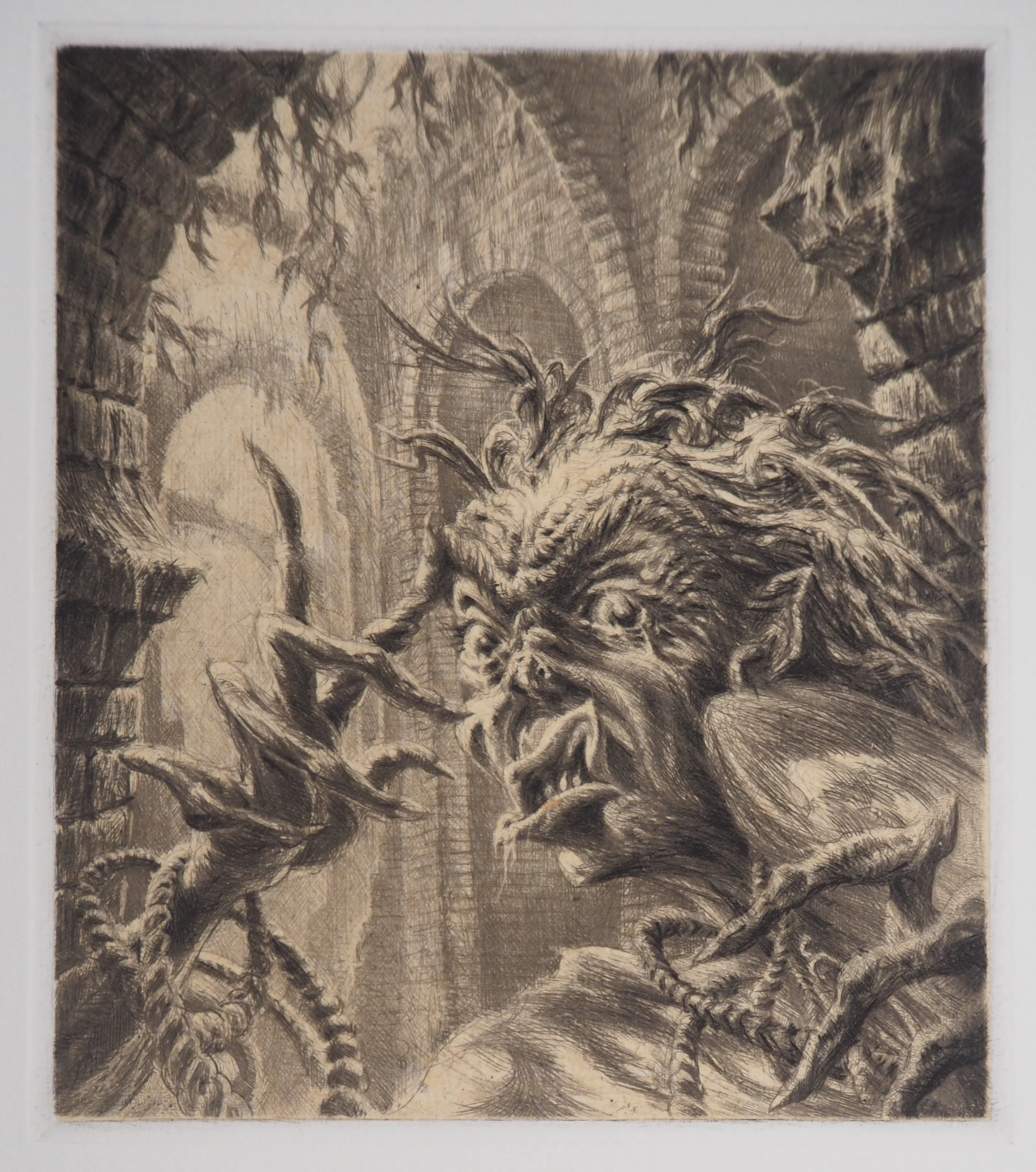 Jean Michel MATHIEUX-MARIE: Canèphore de cauchemar - Gravure originale