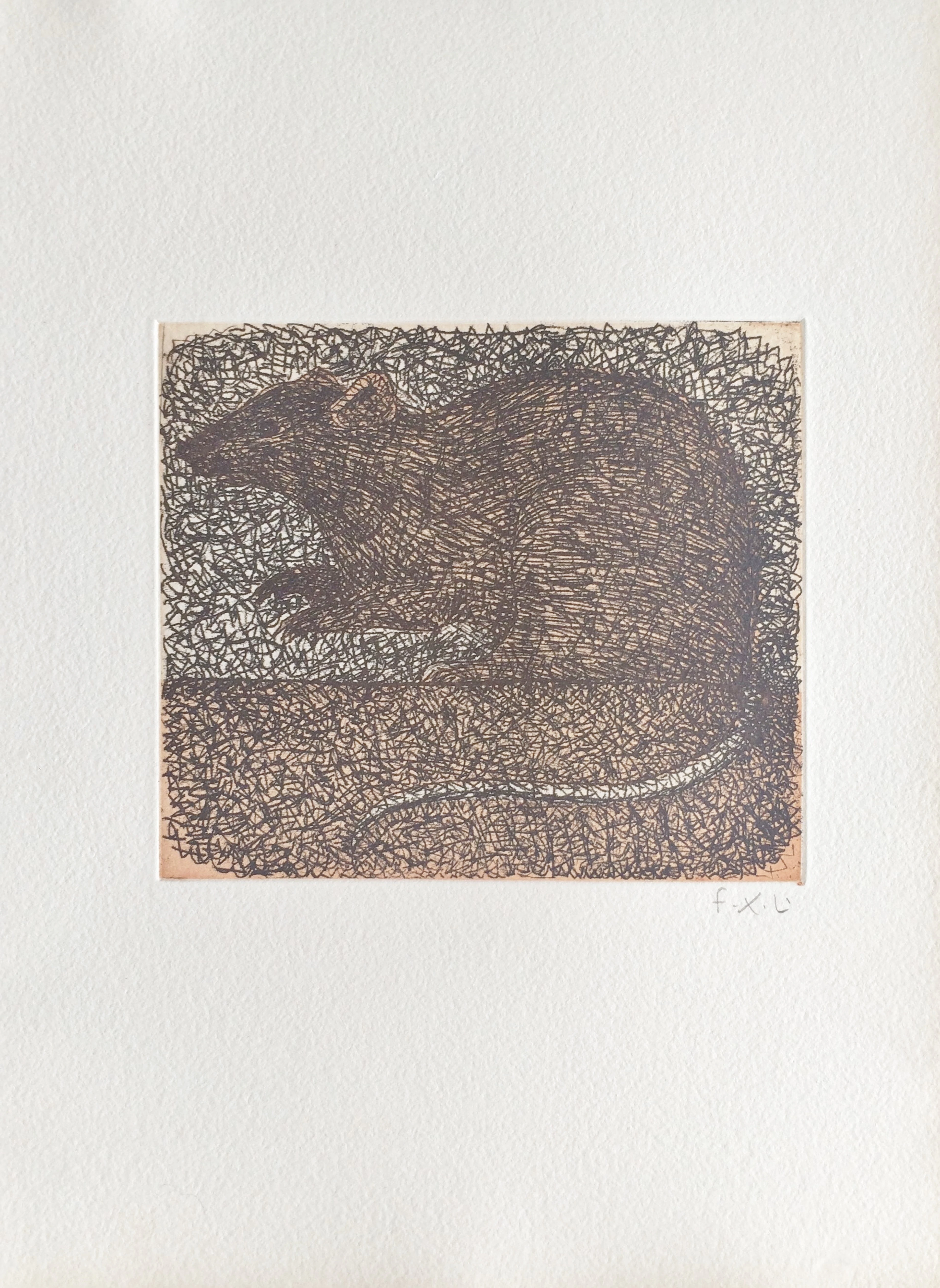 François-Xavier LALANNE - Le rat, 2003 - Gravure originale signée au crayon