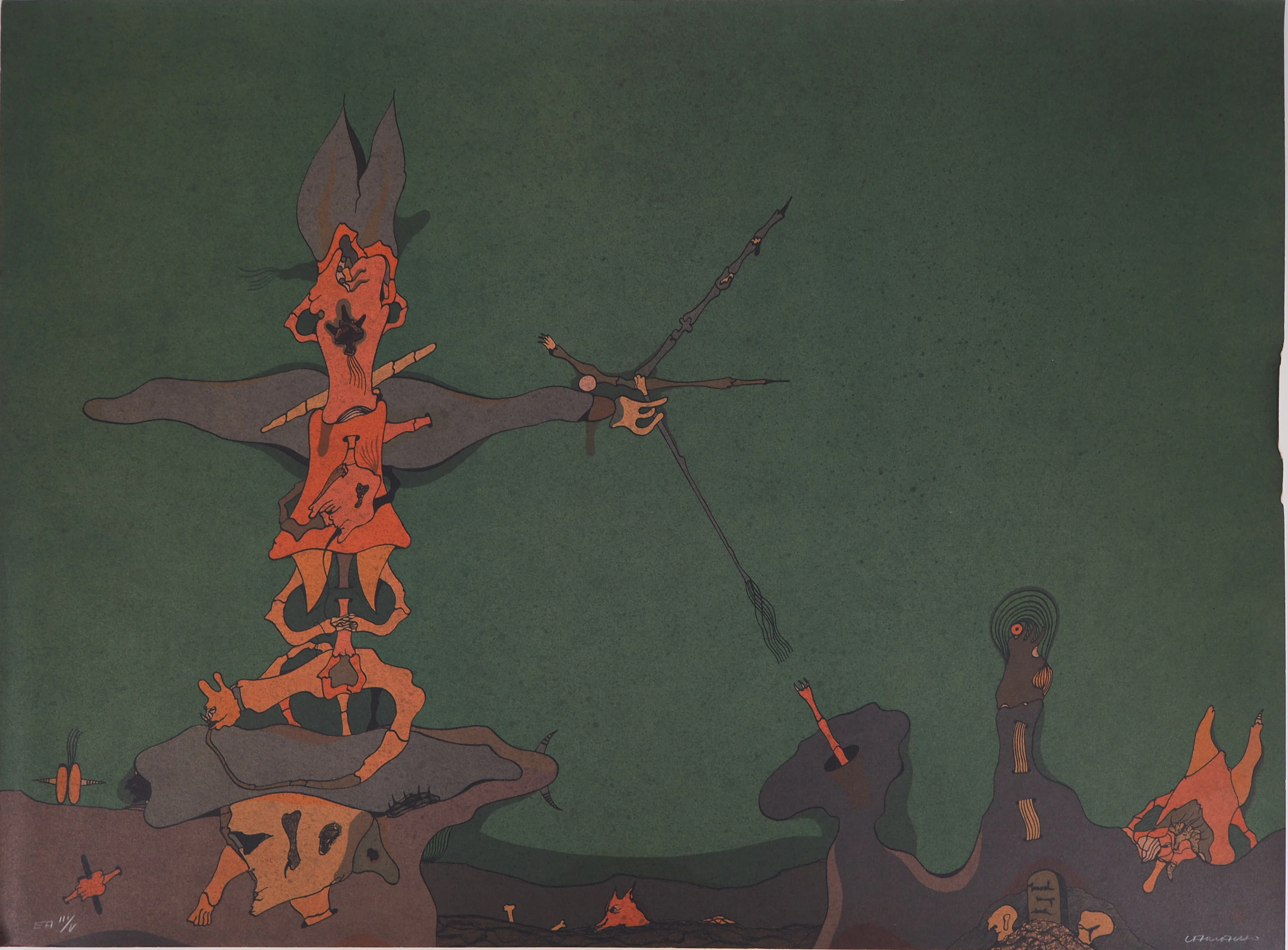 Jorge Camacho - Totem de Cuba, 1974 - Lithographie originale signée