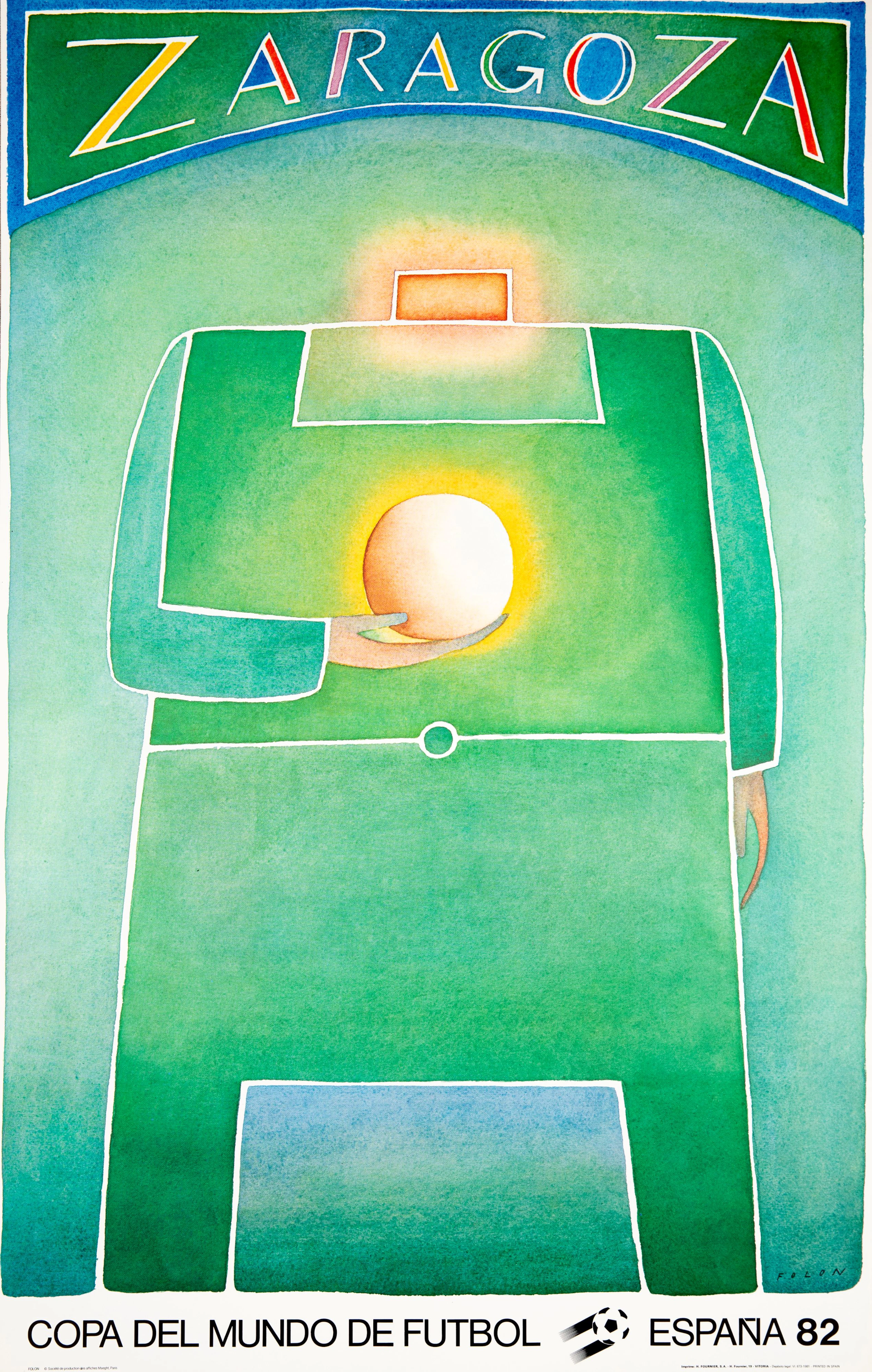 Jean-Michel FOLON : Copa del Mundo de futbol 1982 - Lithographie originale