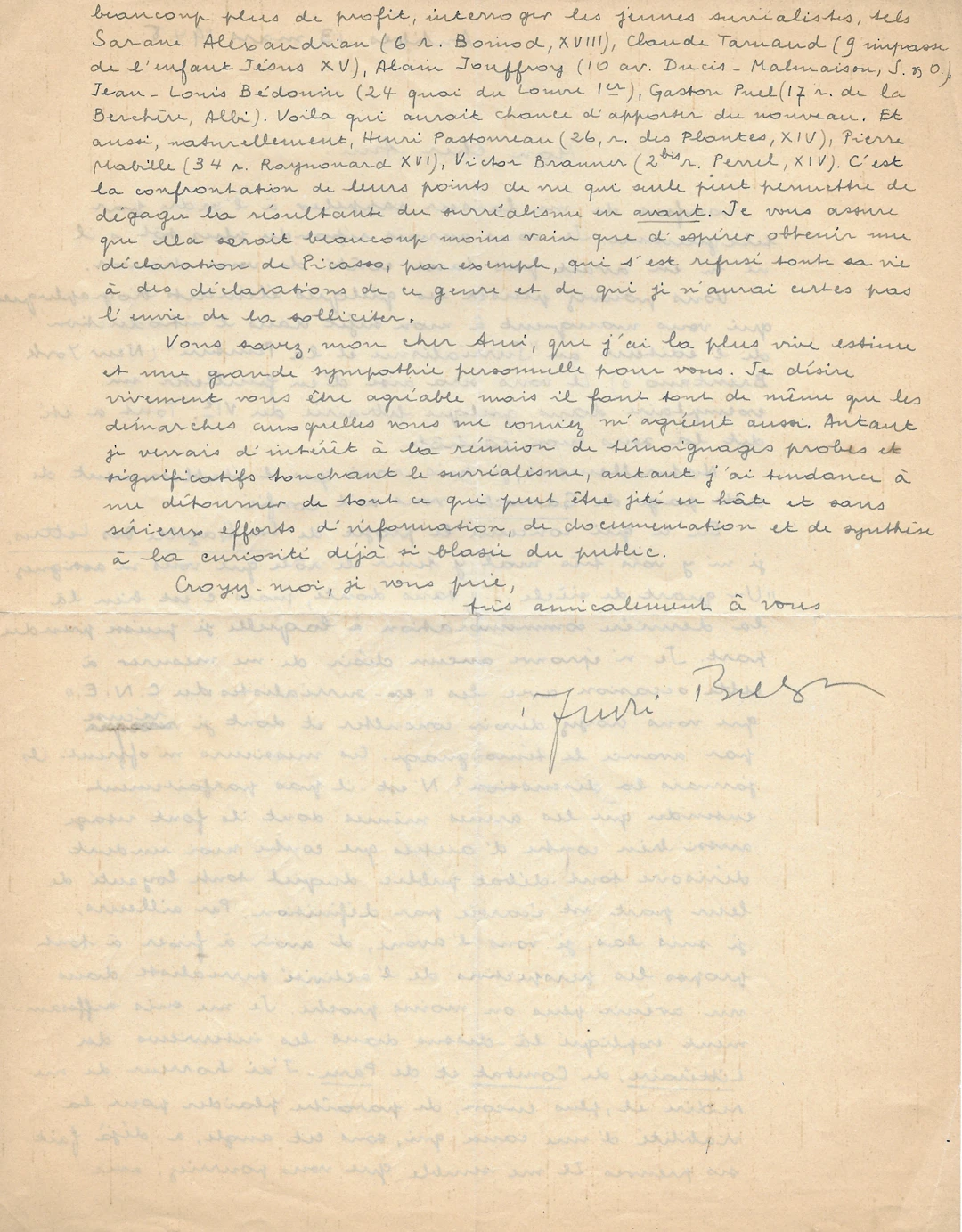 André BRETON - Surréalisme -Lettre autographe signée