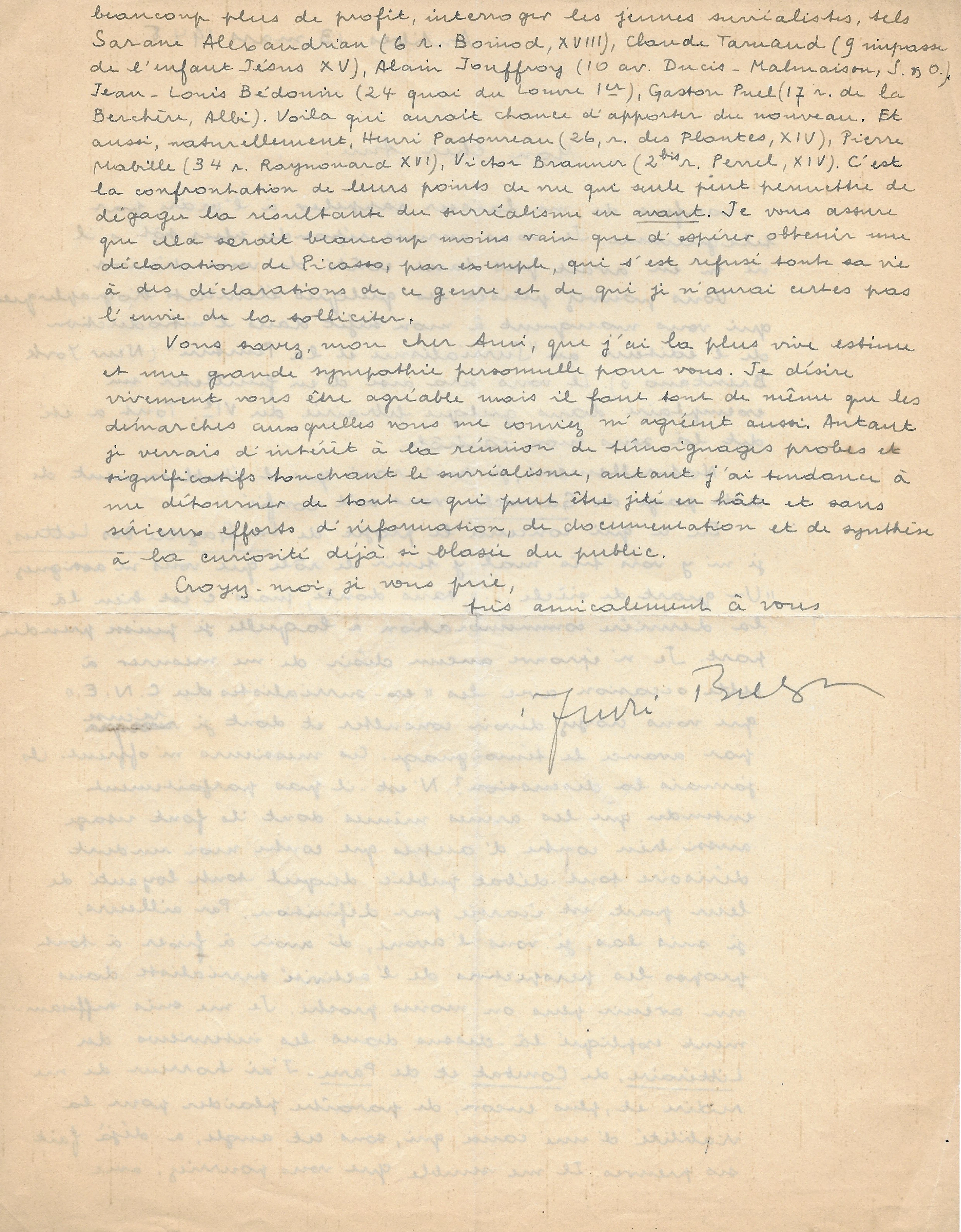 André BRETON - Surréalisme -Lettre autographe signée