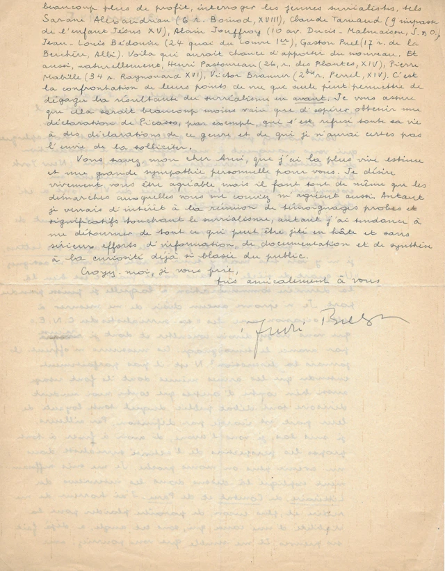 André BRETON - Surréalisme -Lettre autographe signée