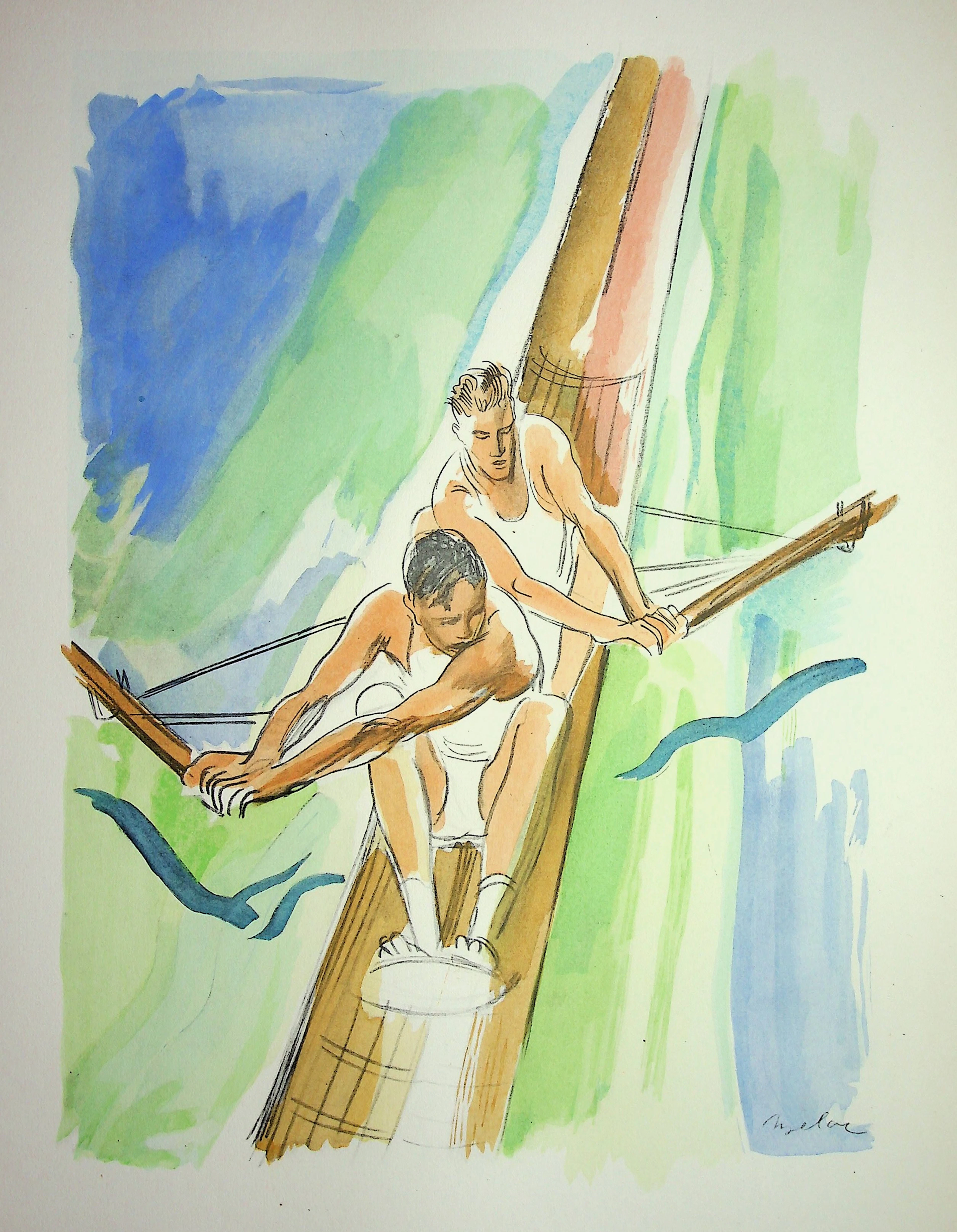 Milivoj UZELAC - L’Aviron - Lithographie originale signée