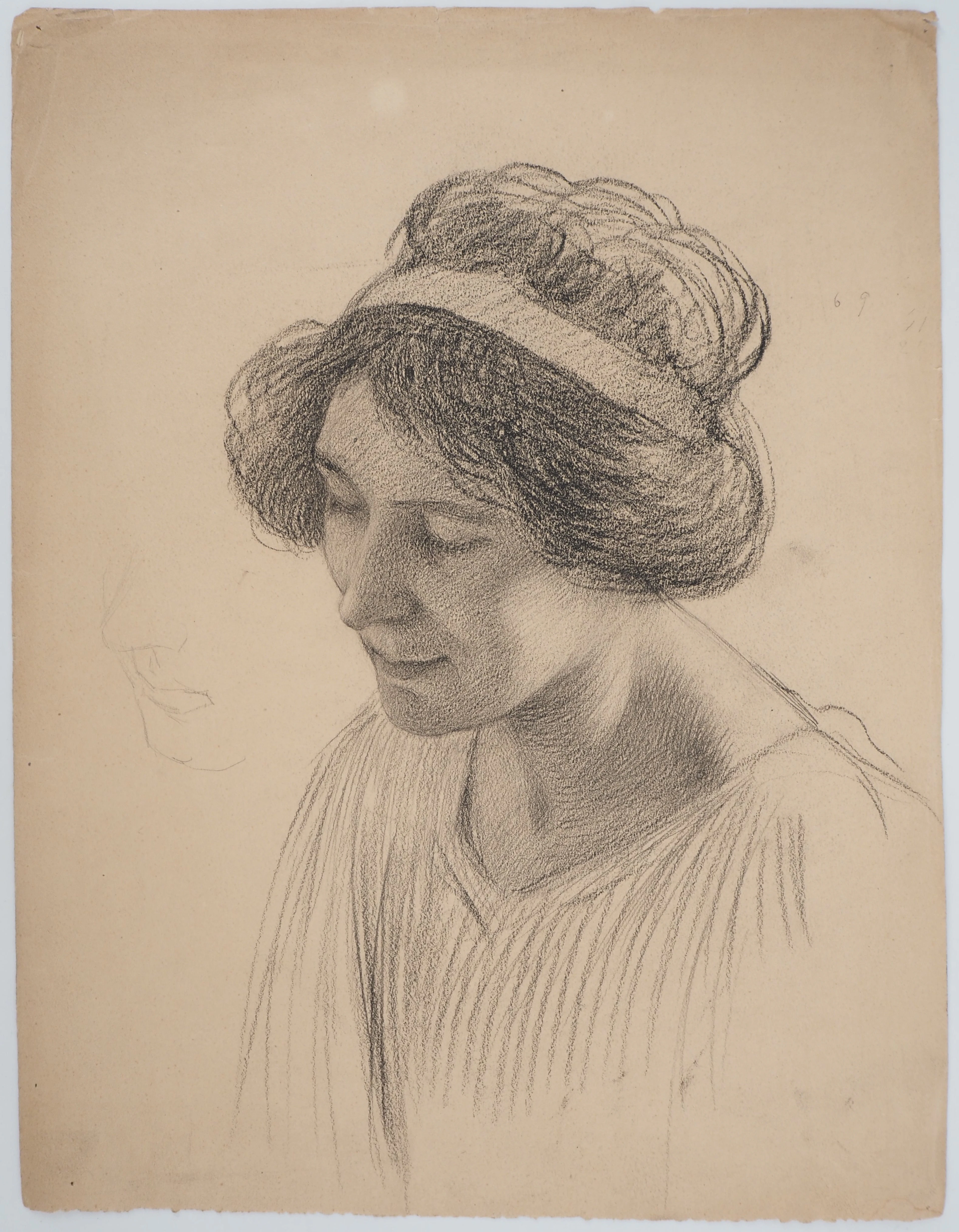 Léopold Franz KOWALSKI: Portrait d’Amélia, dessin original