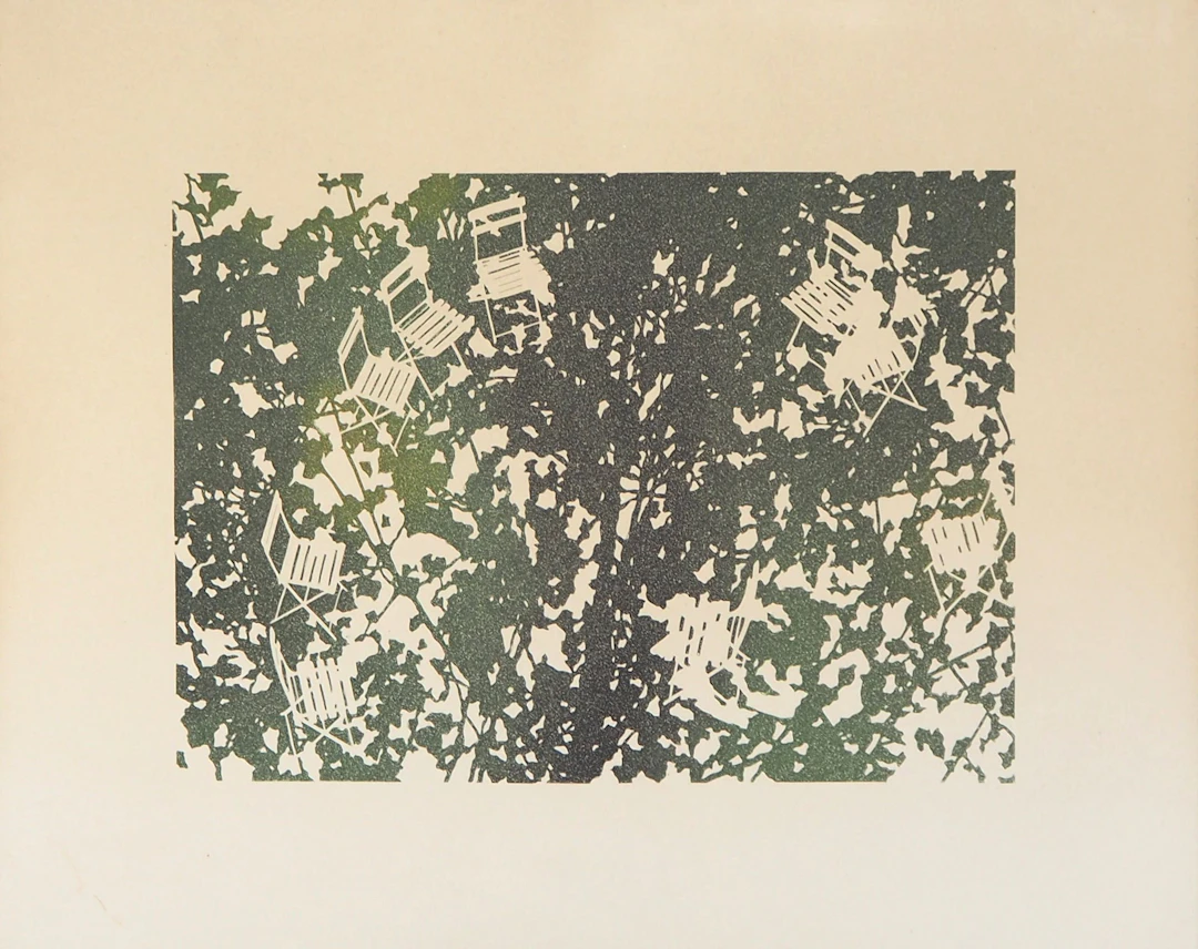Jean SOLOMBRE : Avril, Sous l’arbre, 1979 - Gravure originale signée