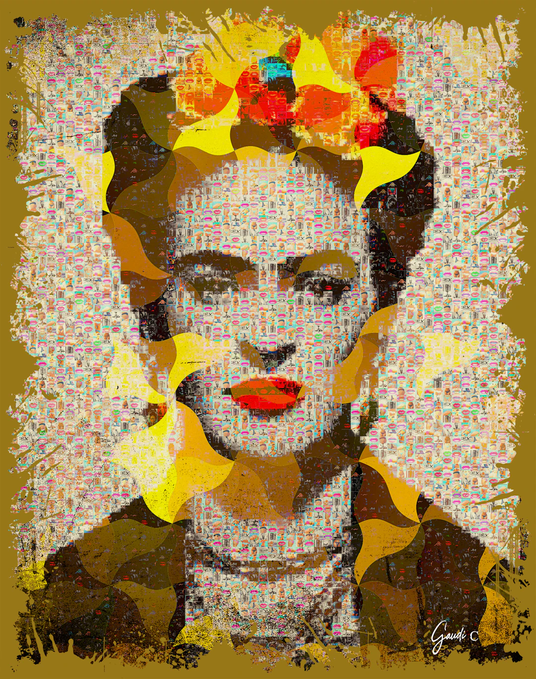 Gaudi .C- frida-kahlo-gold-mosaique--(2023)