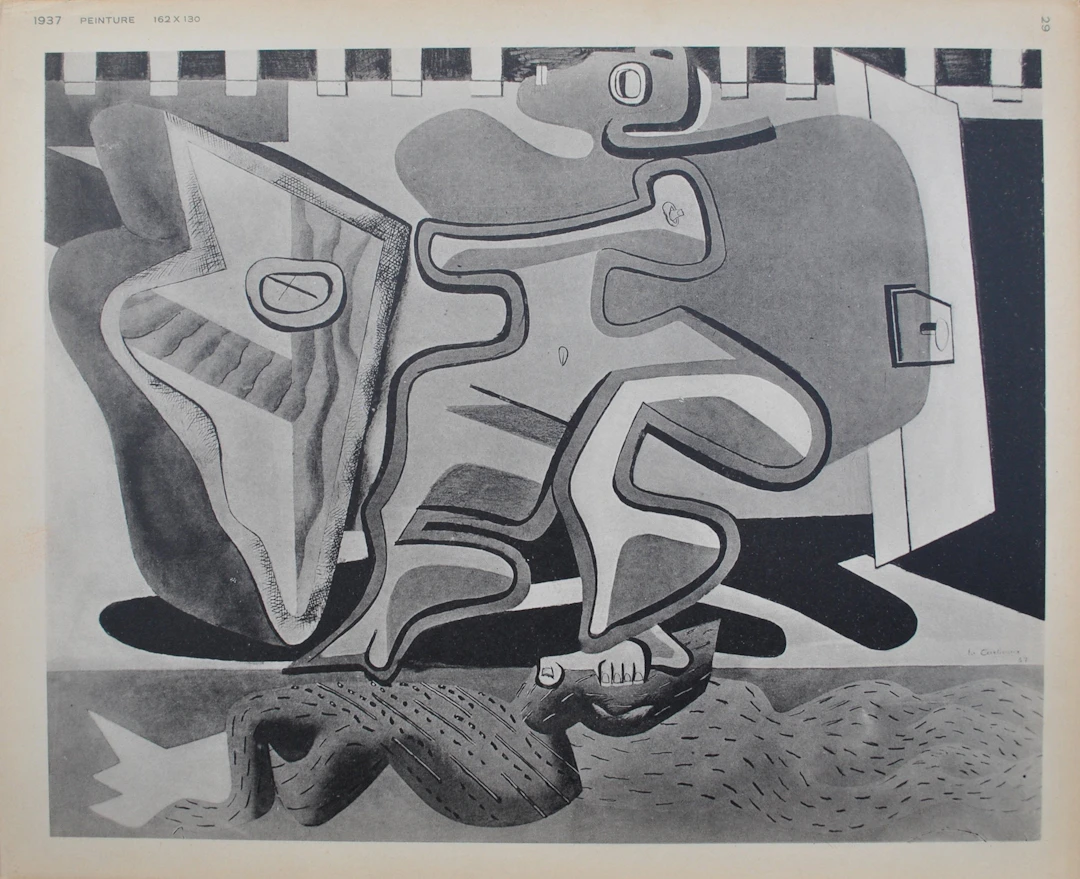 LE CORBUSIER : Figure devant une porte blanche , héliogravure, 1938
