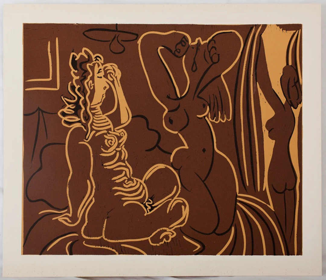 Pablo PICASSO : Trois femmes au réveil, Linogravure
