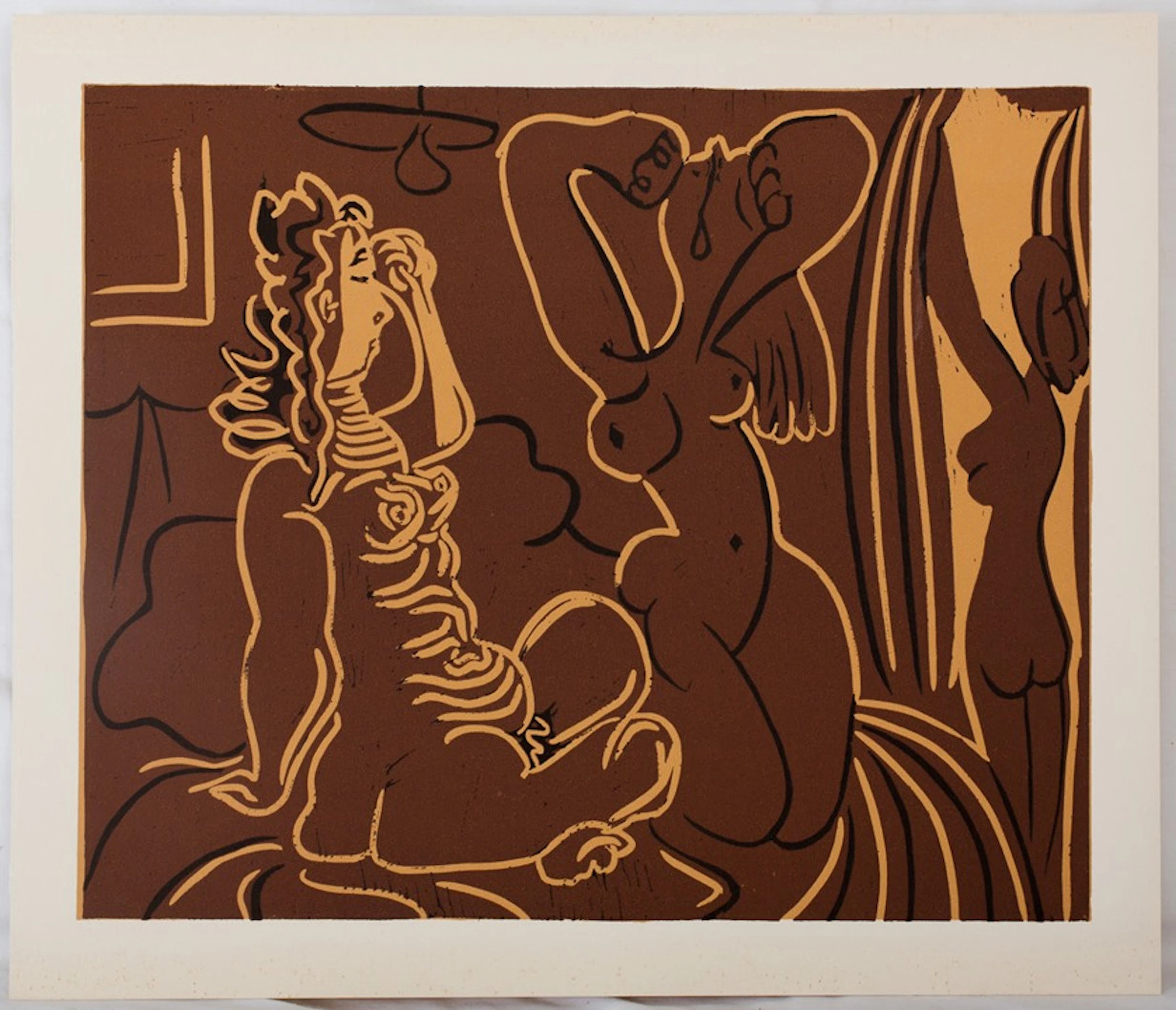 Pablo PICASSO : Trois femmes au réveil, Linogravure
