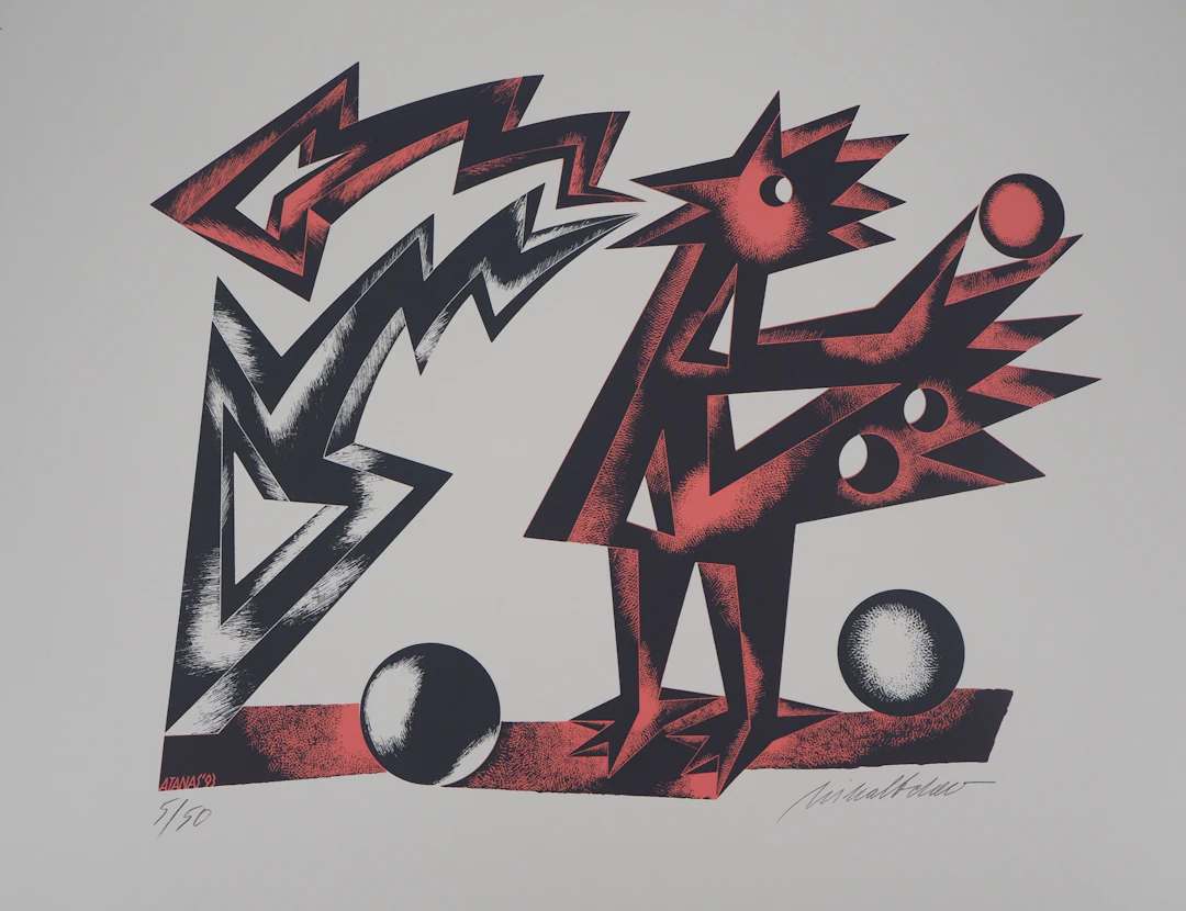 Atanas MIHALTCHEV : Le cri du coq - Lithographie originale signée