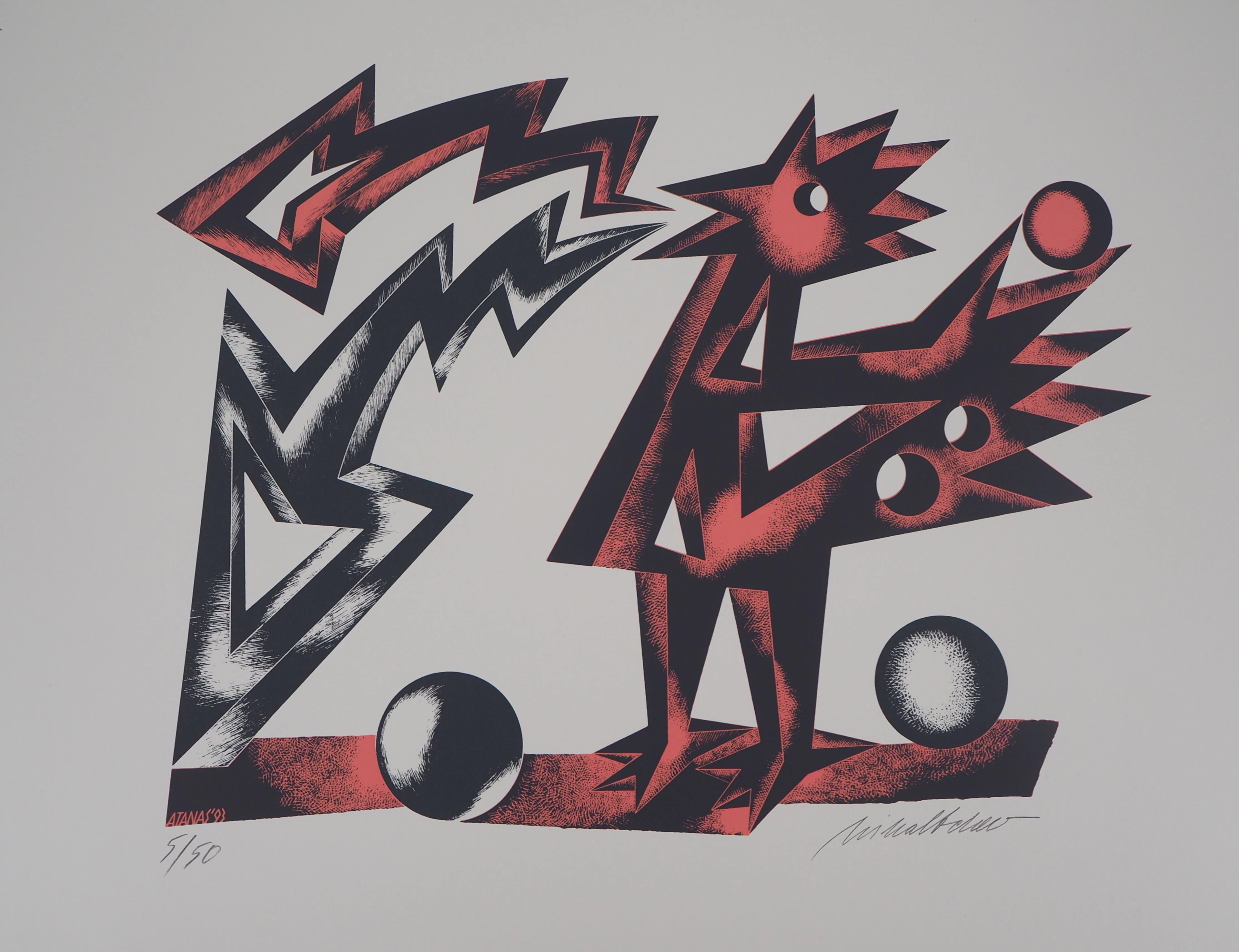 Atanas MIHALTCHEV : Le cri du coq - Lithographie originale signée