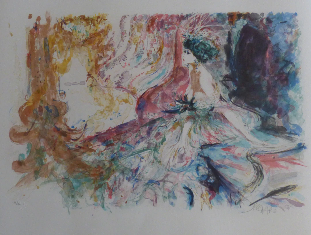 Jacques PECNARD - Sur le lit à la Belle Epoque, 1980 - Lithographie