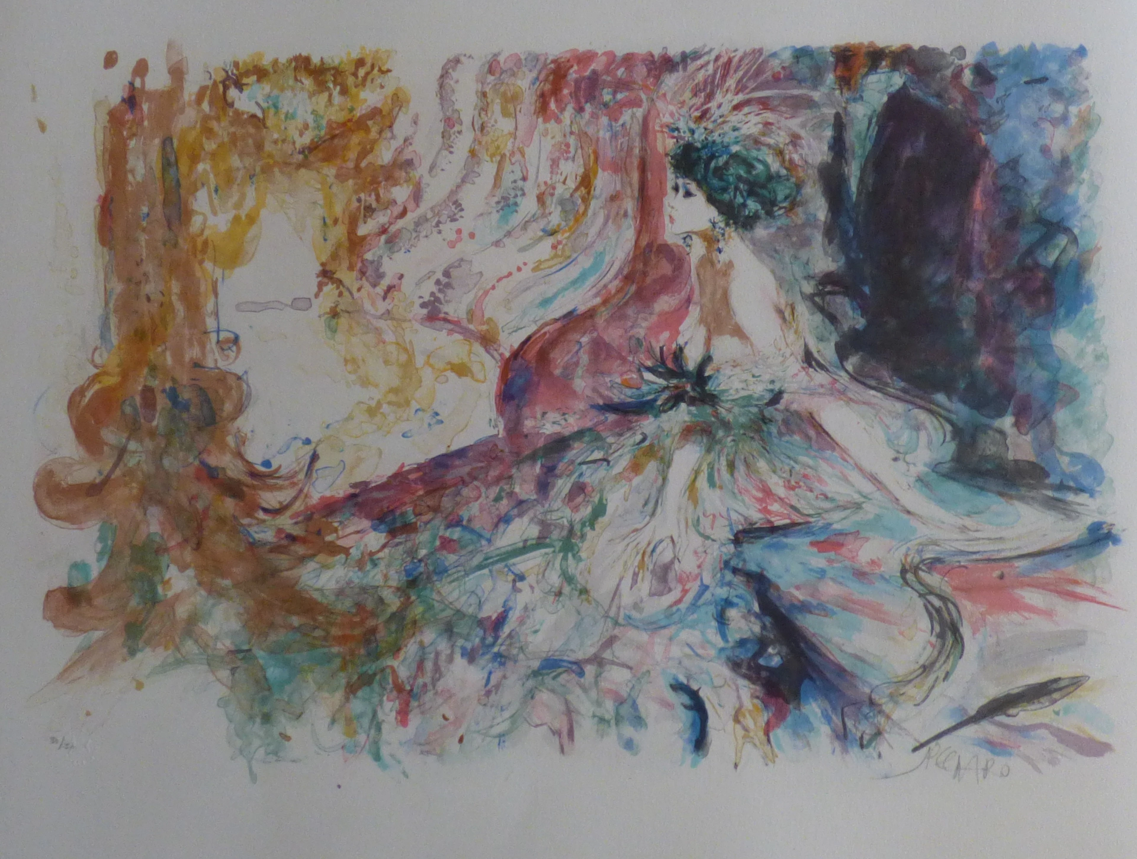 Jacques PECNARD - Sur le lit à la Belle Epoque, 1980 - Lithographie