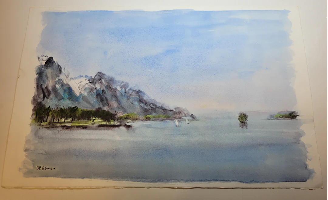 Jean Pierre REMON - Lac Leman, 1988 - Aquarelle