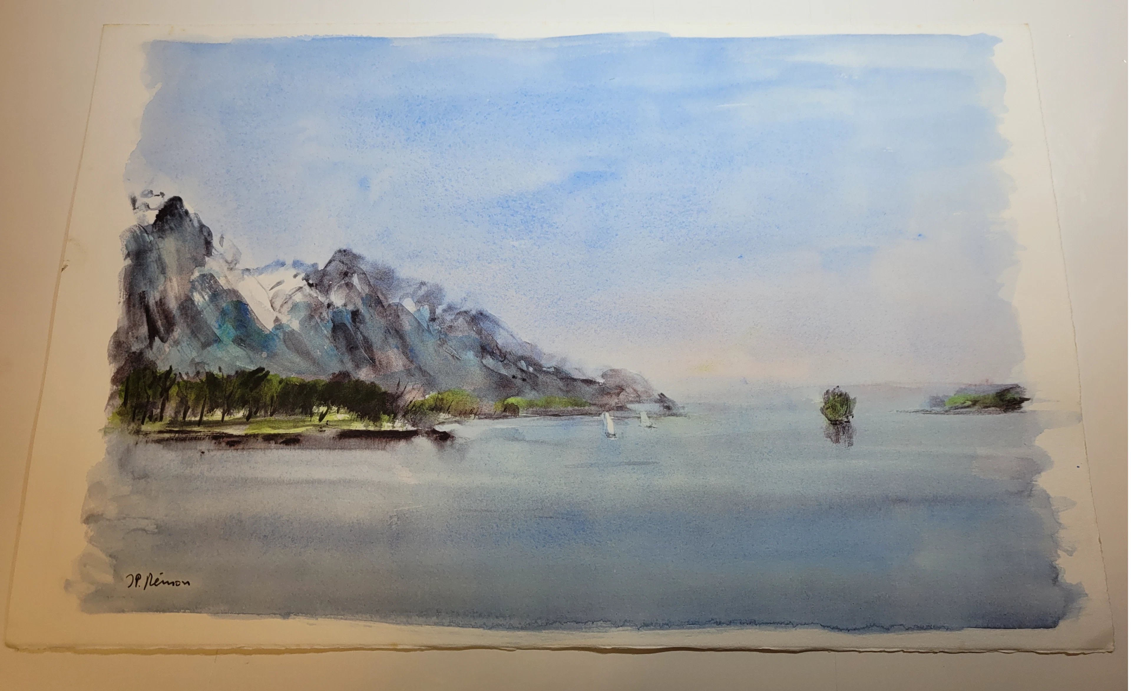 Jean Pierre REMON - Lac Leman, 1988 - Aquarelle