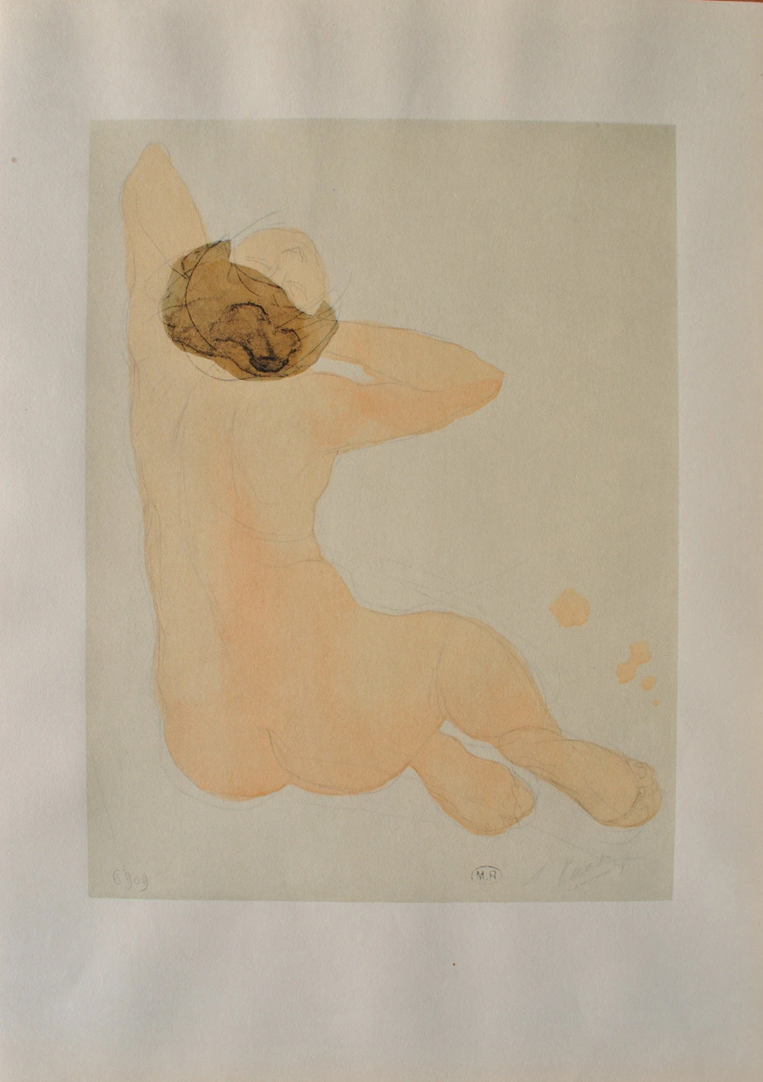 Auguste RODIN : Nu de dos, Gravure signée