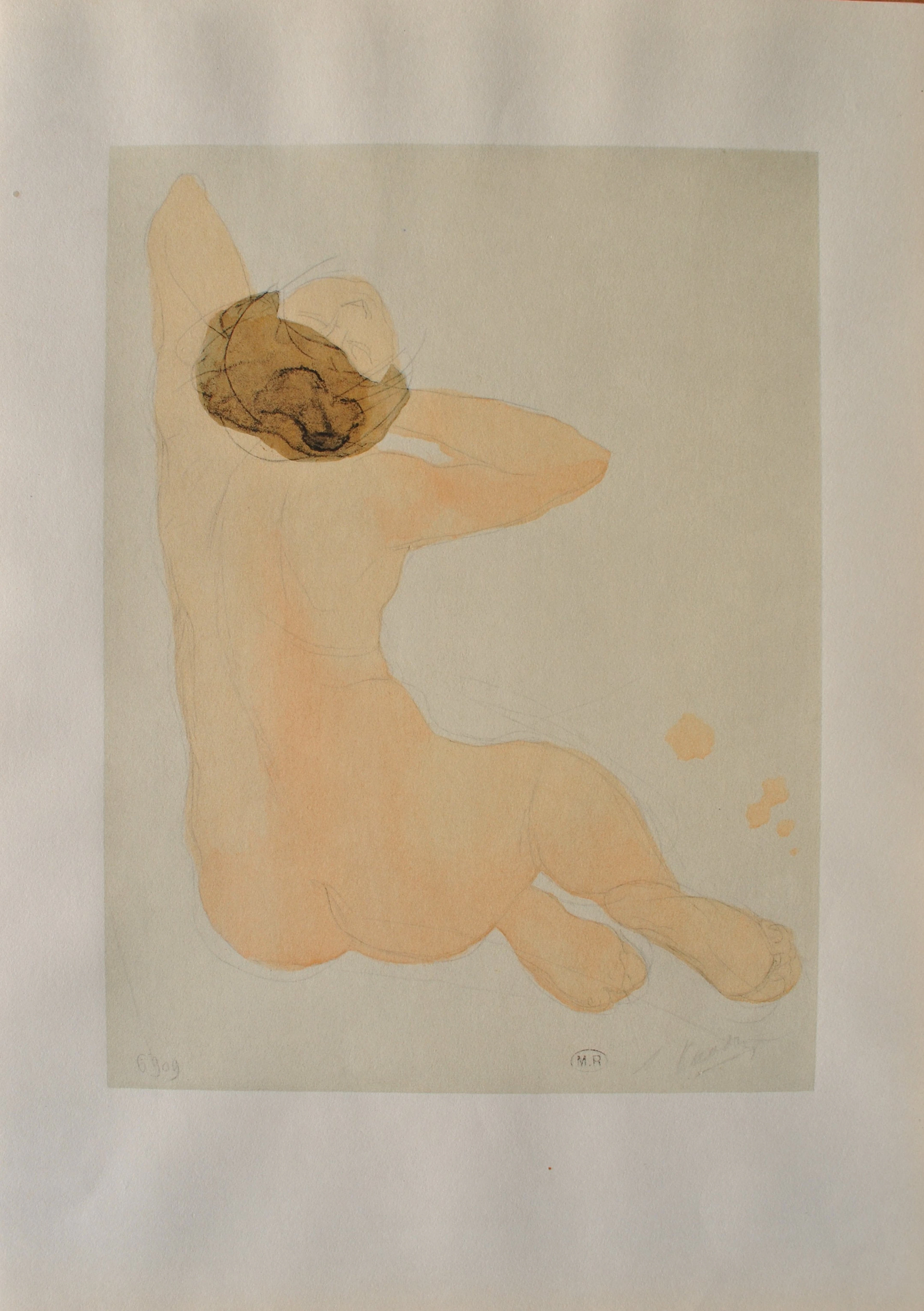 Auguste RODIN : Nu de dos, Gravure signée