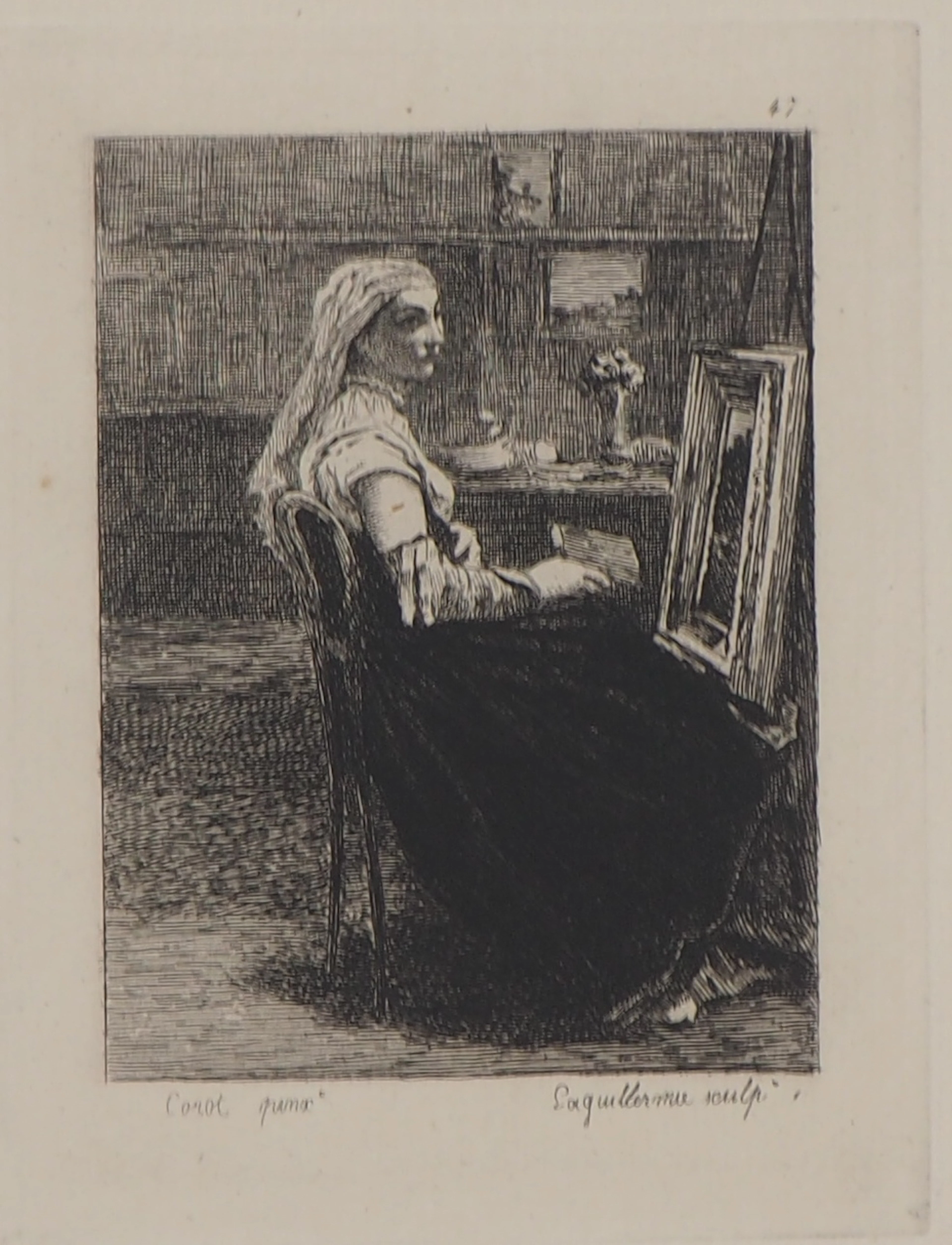 Jean-Baptiste Camille COROT - Femme à la lecture, 1873 - Gravure à l’eau-forte