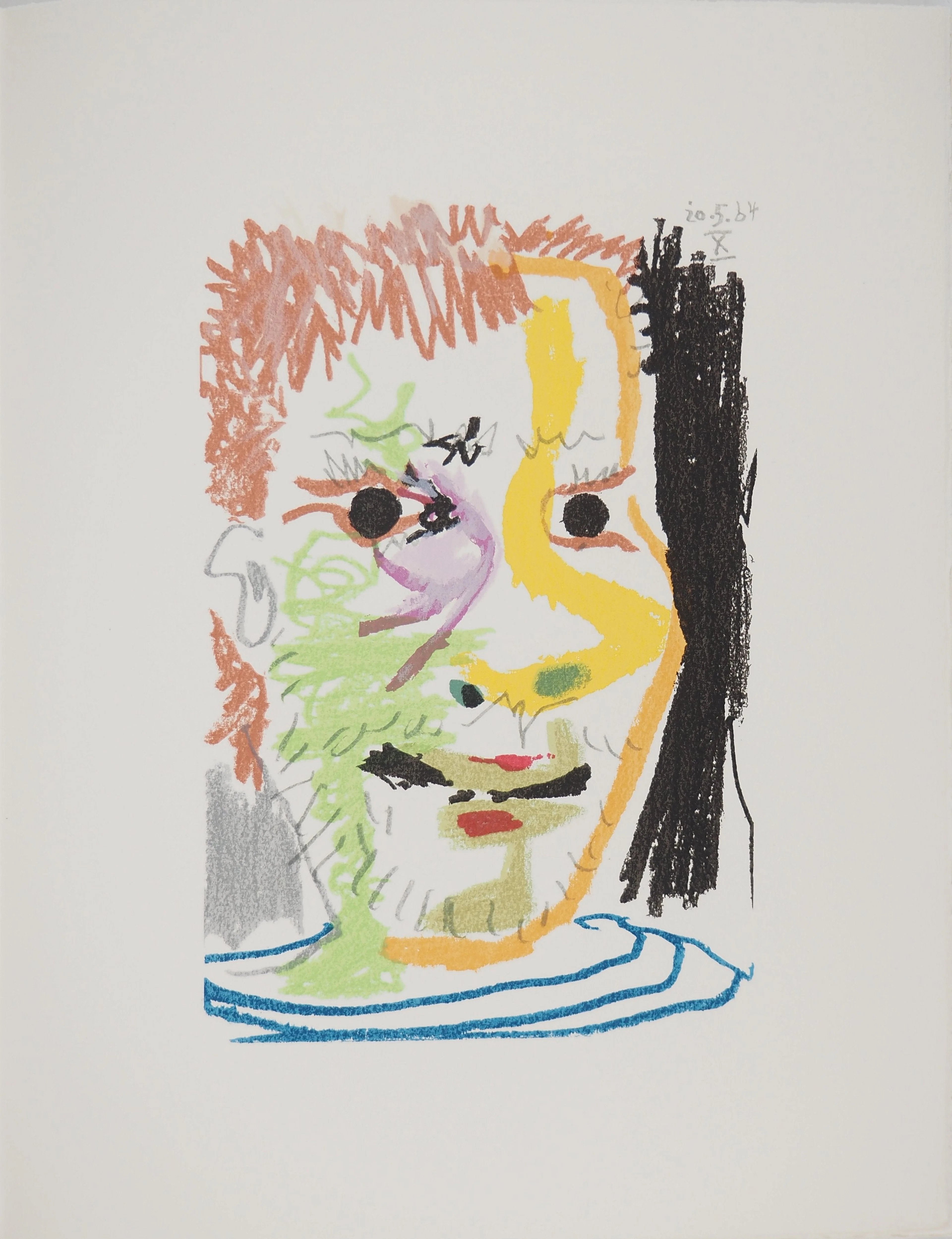 Pablo PICASSO : Le Goût du Bonheur, Jeune homme aux yeux bleus, Lithographie
