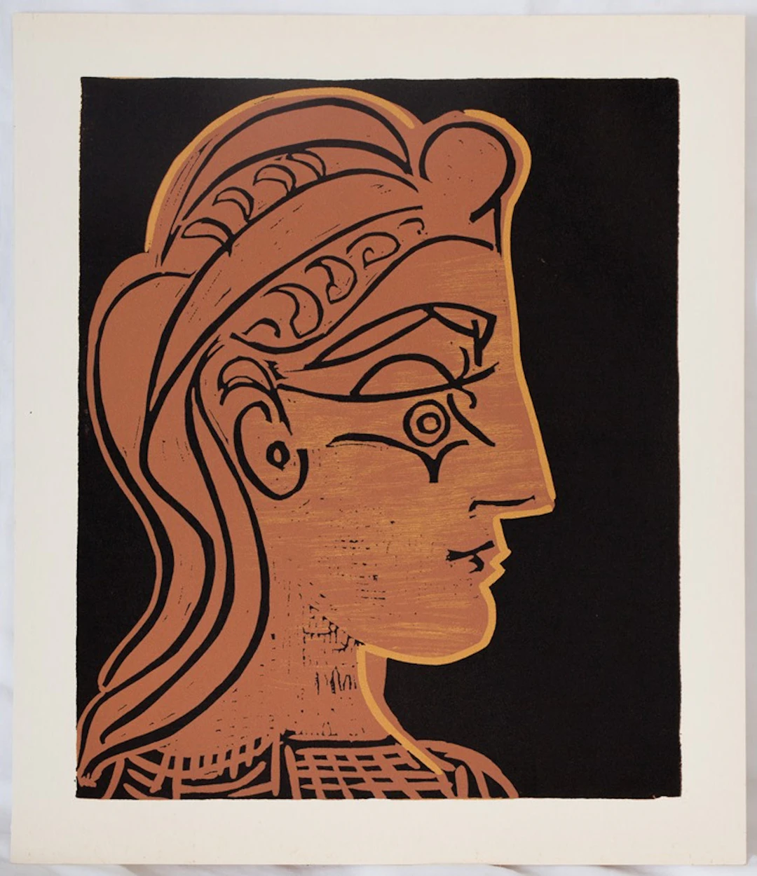 Pablo PICASSO : Femme de profil, Linogravure