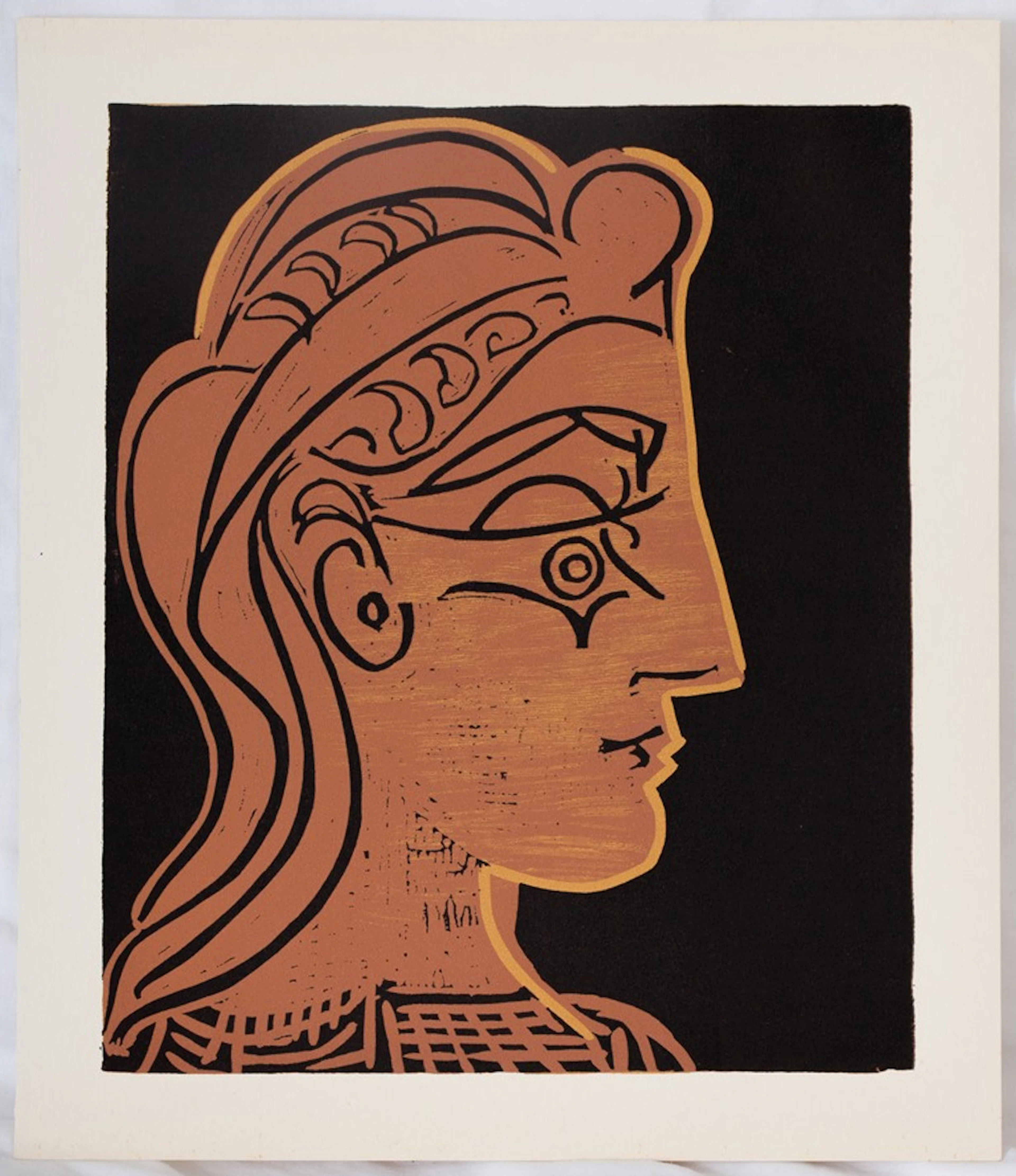 Pablo PICASSO : Femme de profil, Linogravure