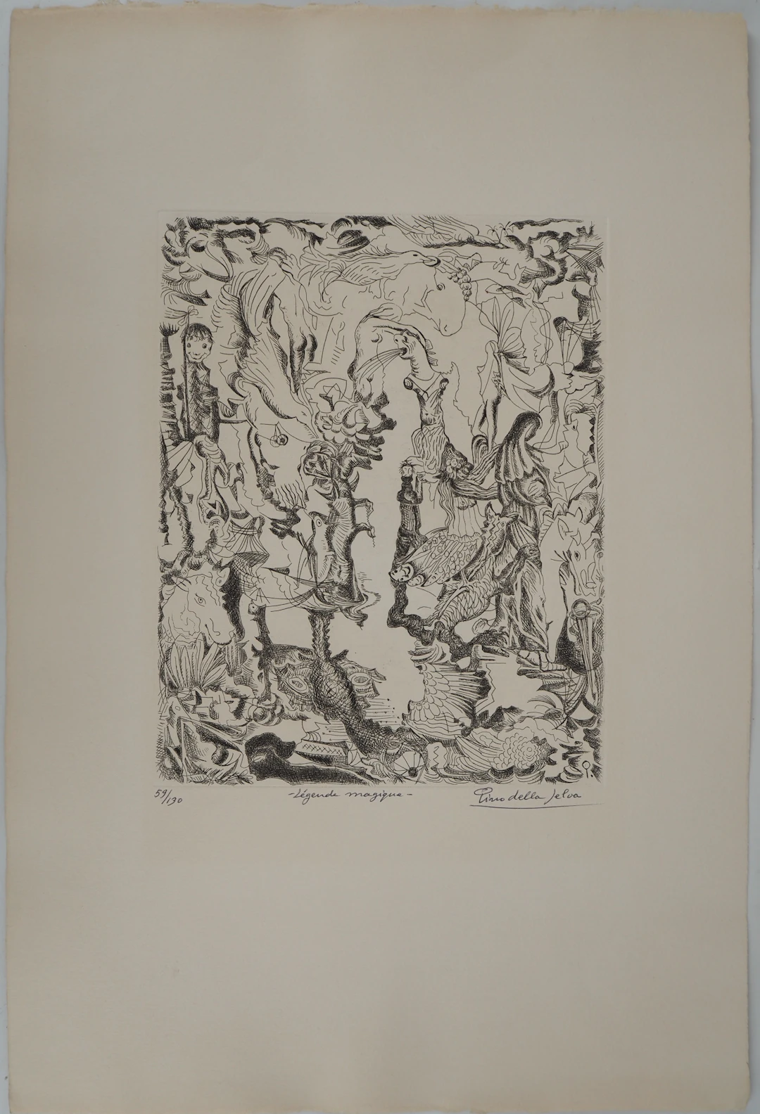 Pino DELLA SELVA (1904-1987), Légende magique - Gravure sur cuivre