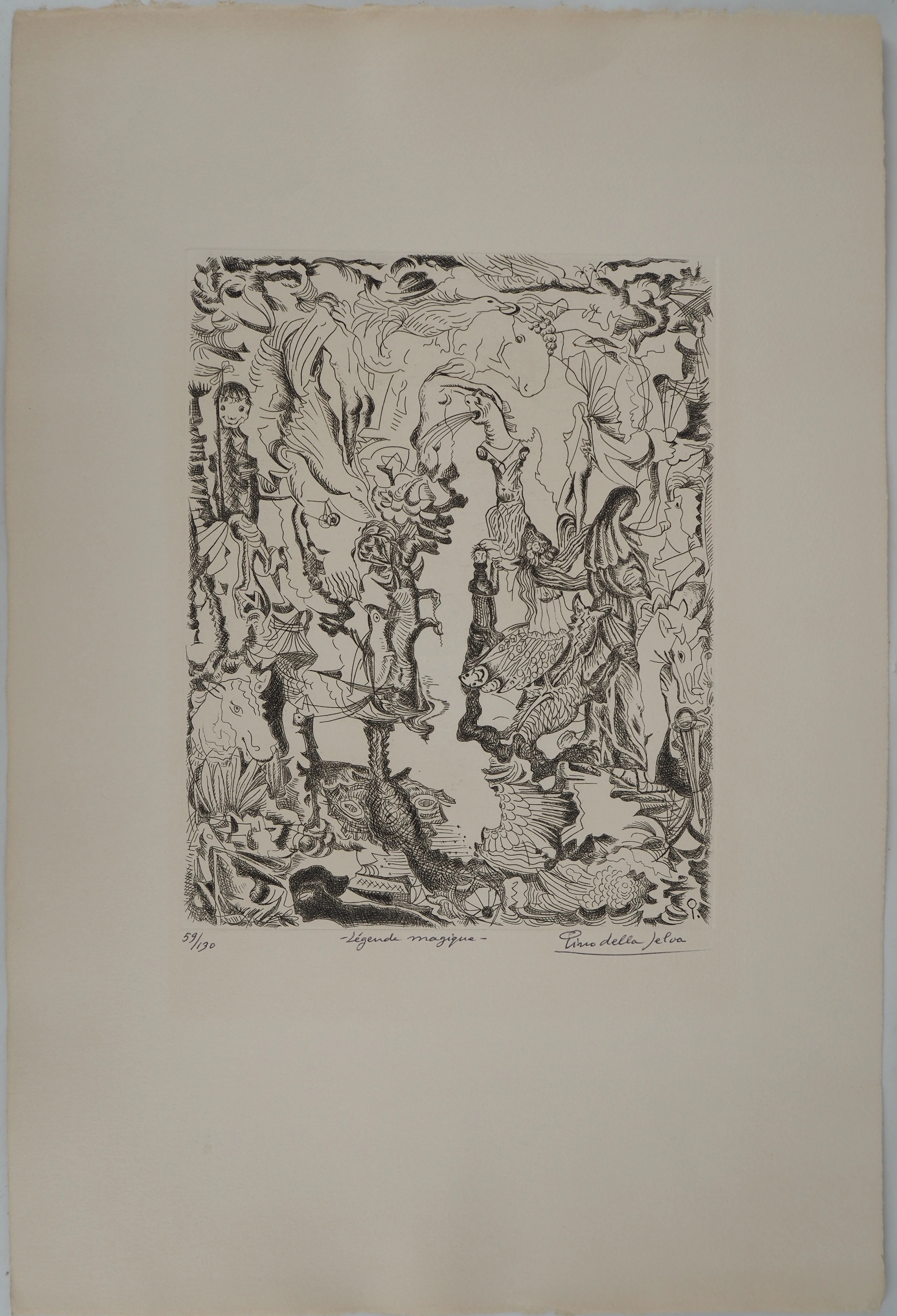Pino DELLA SELVA (1904-1987), Légende magique - Gravure sur cuivre