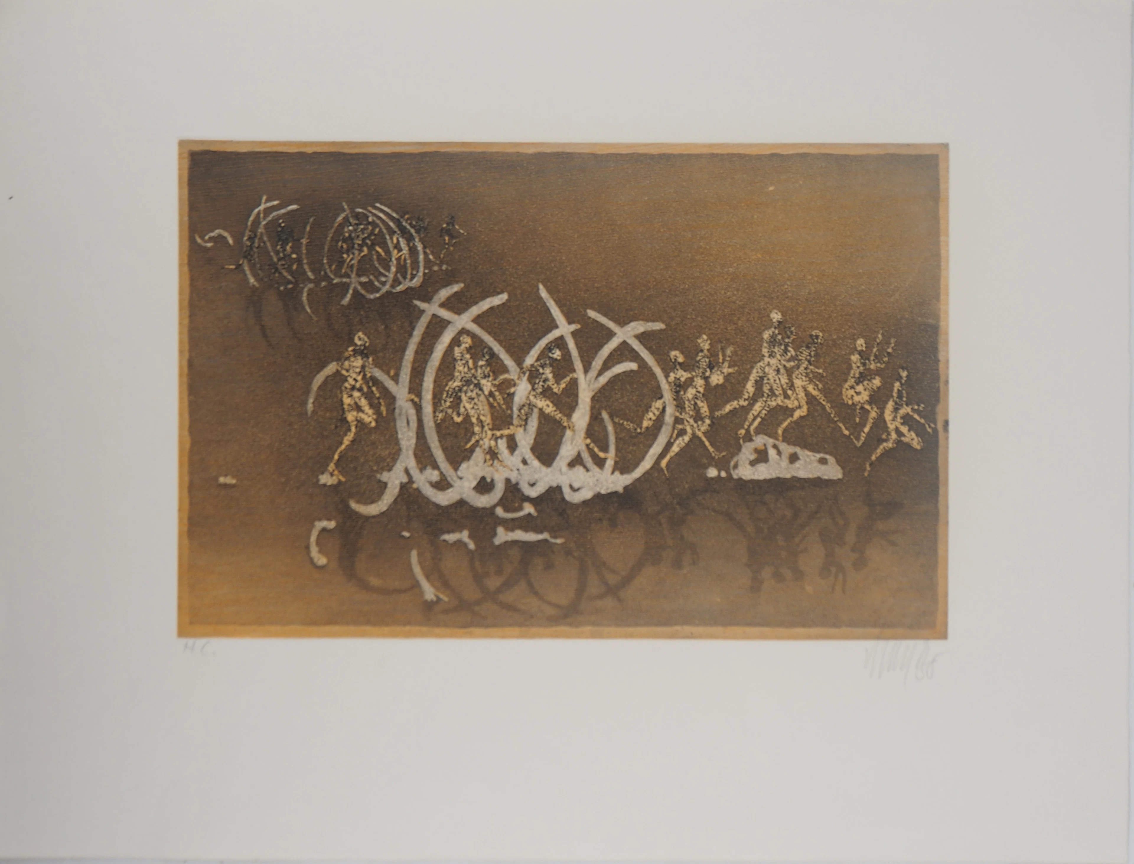 Lars BO : Squelette de dinosaure - Gravure originale signée au crayon