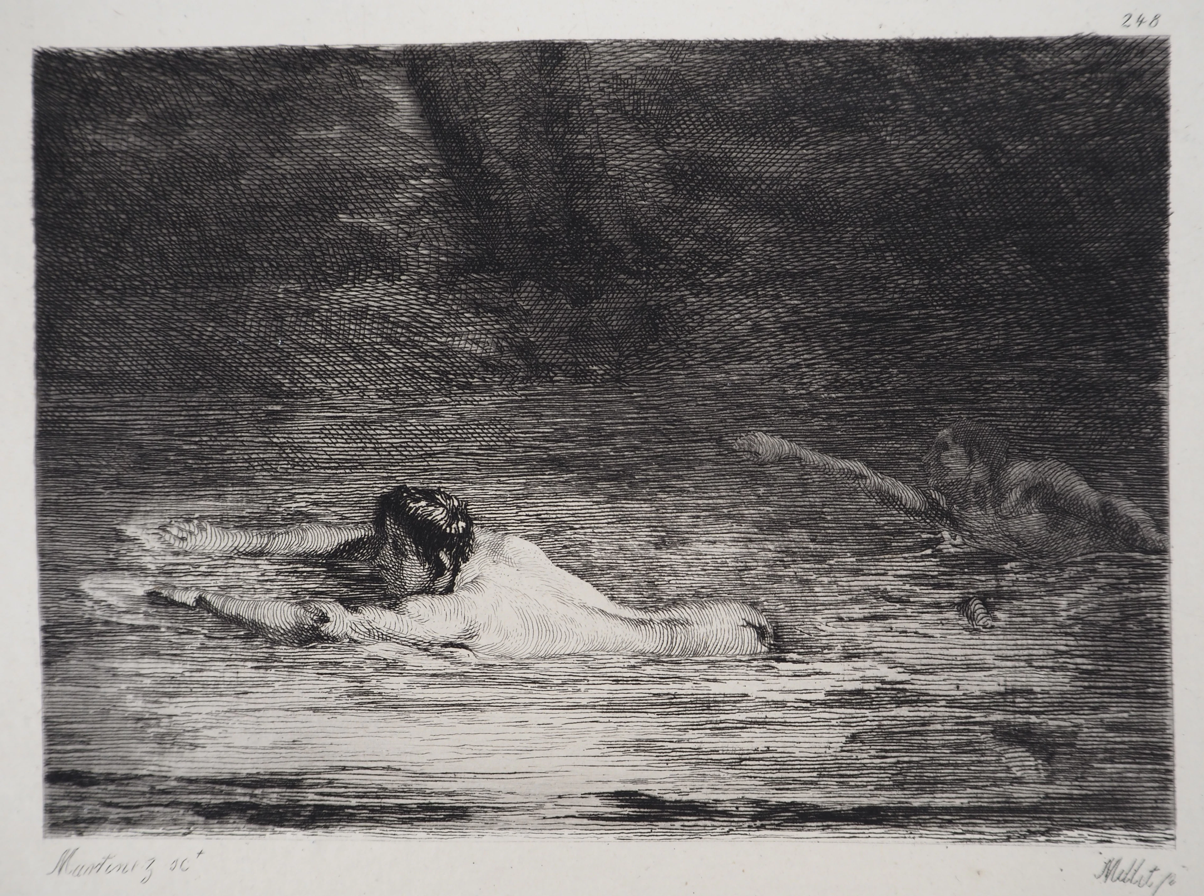 Jean François MILLET : Baigneurs - Gravure, Signée #Durand Ruel - 1873