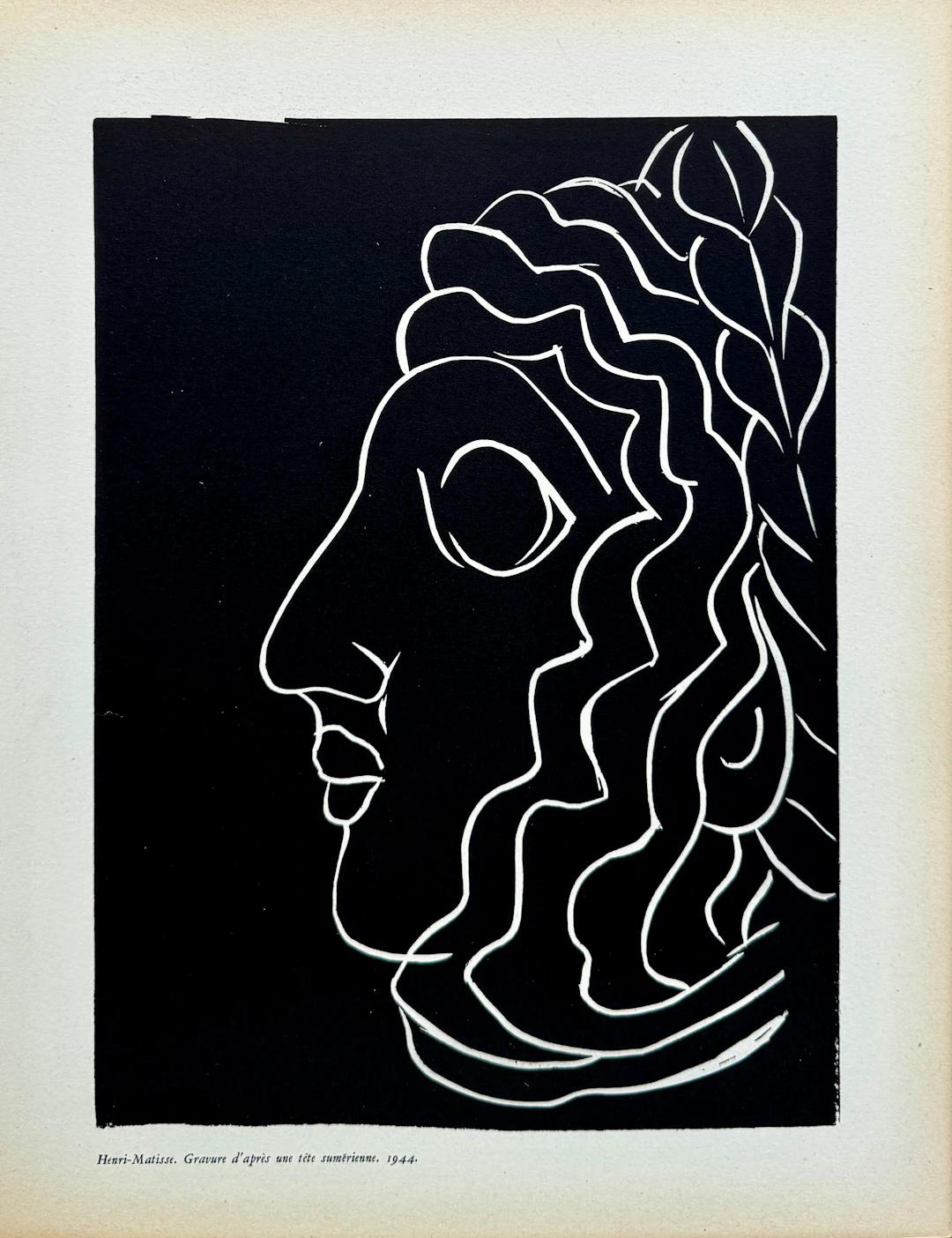 Henri Matisse - Profil, Tête sumérienne - Gravure 1944