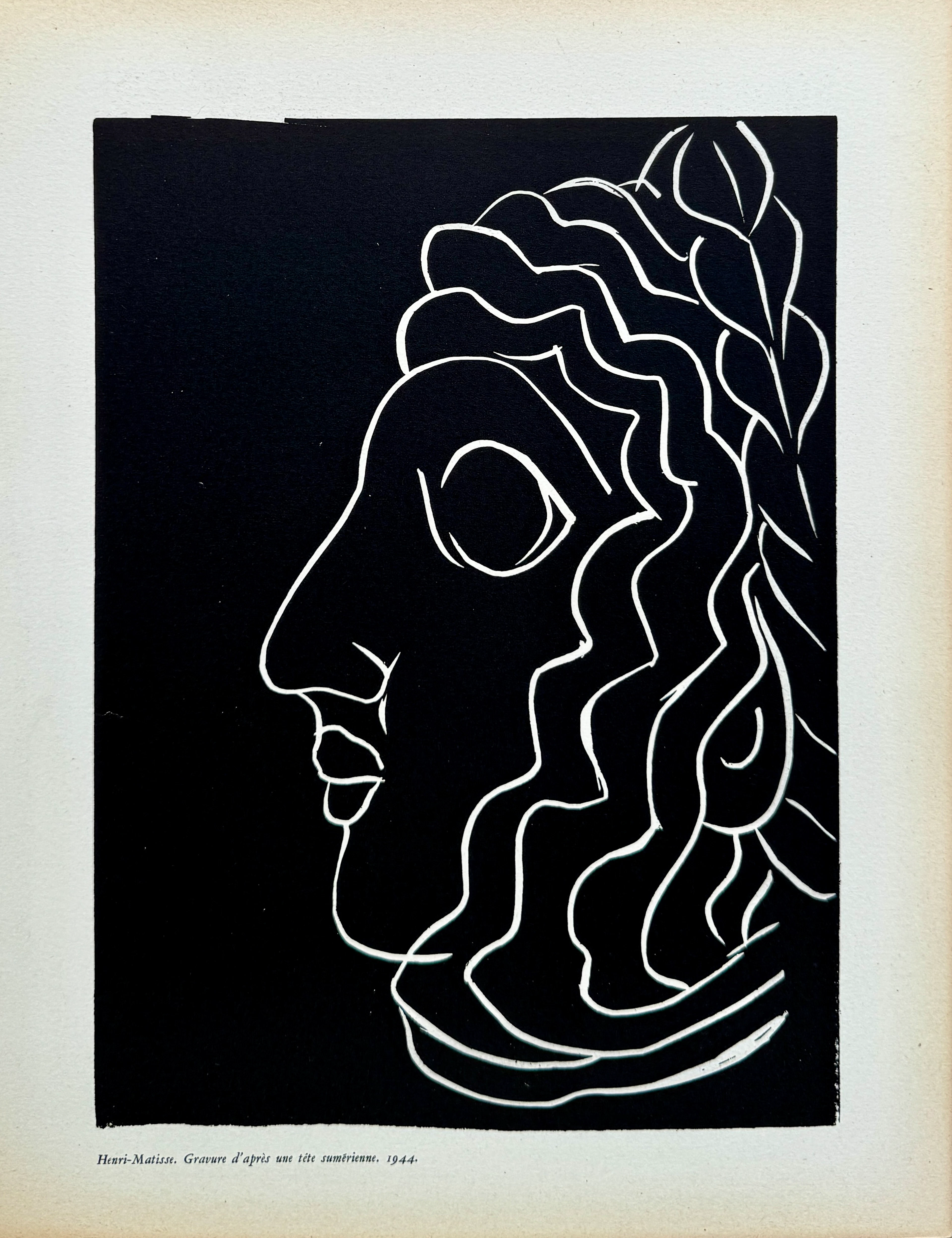 Henri Matisse - Profil, Tête sumérienne - Gravure 1944