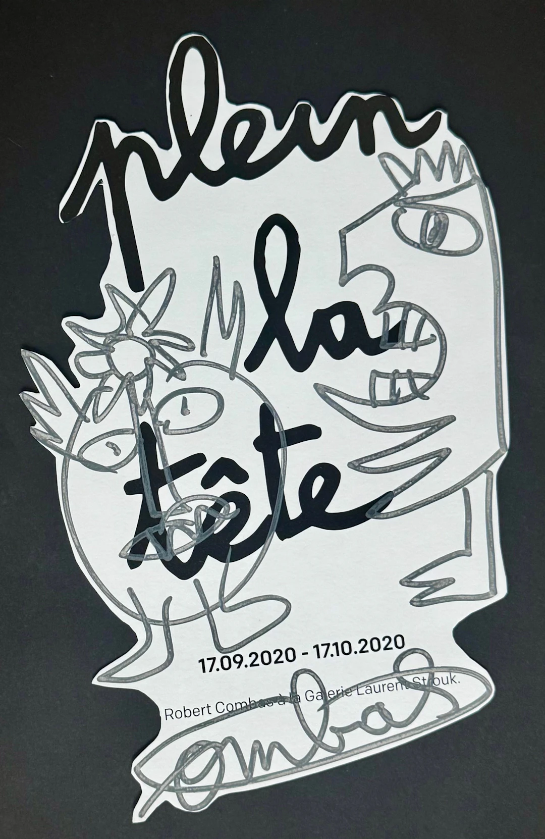 Robert Combas - Personnages - 2000 - Dessin dédicace au feutre