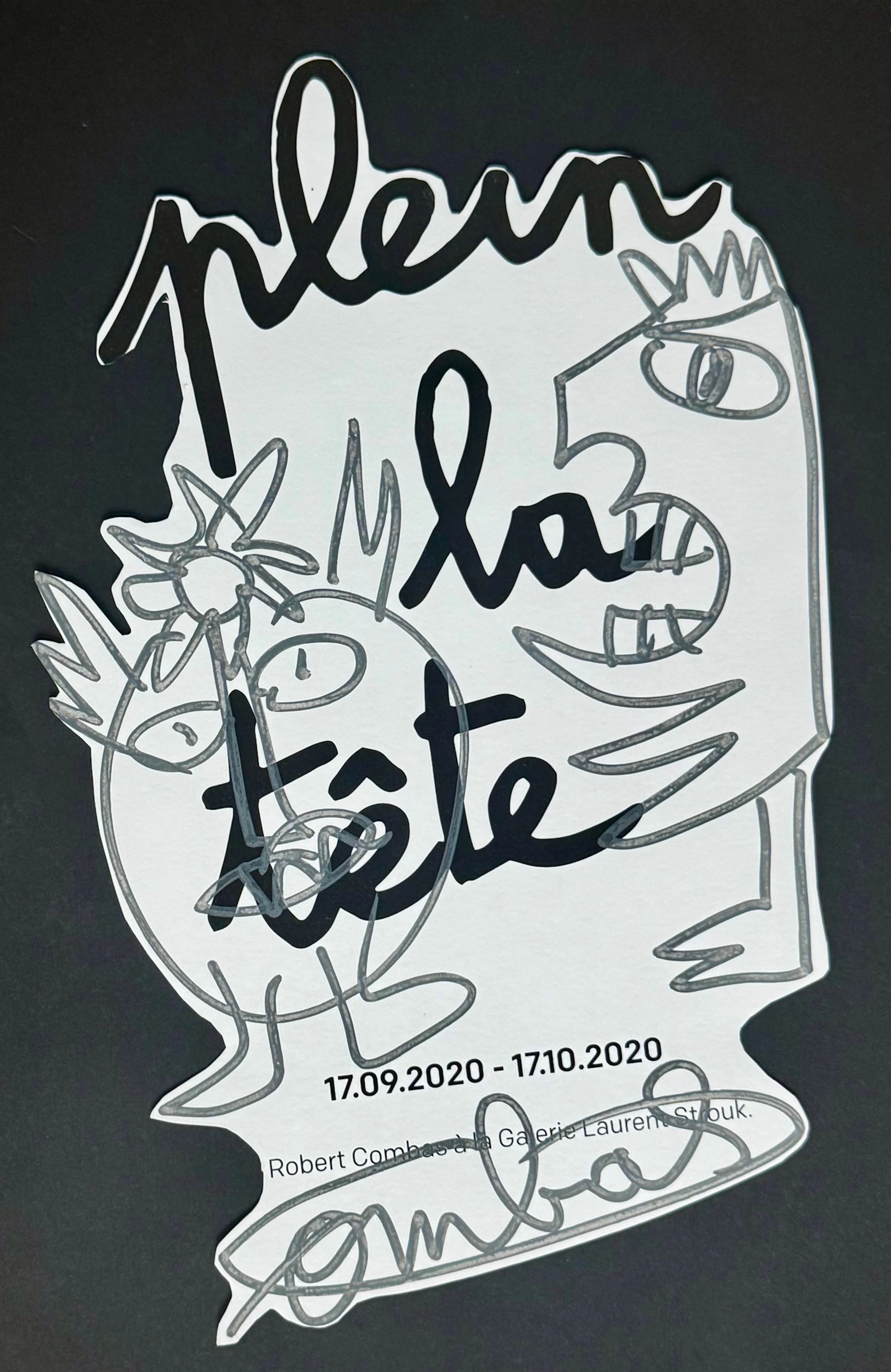 Robert Combas - Personnages - 2000 - Dessin dédicace au feutre