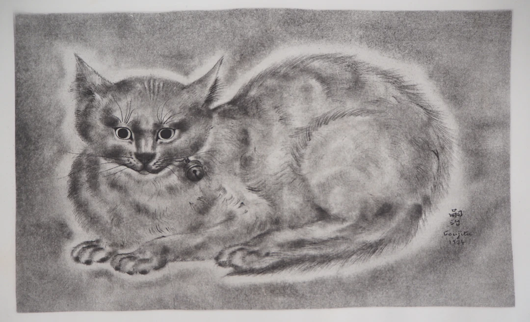 Léonard Tsuguharu FOUJITA : Chat au grelot - Gravure originale, signée