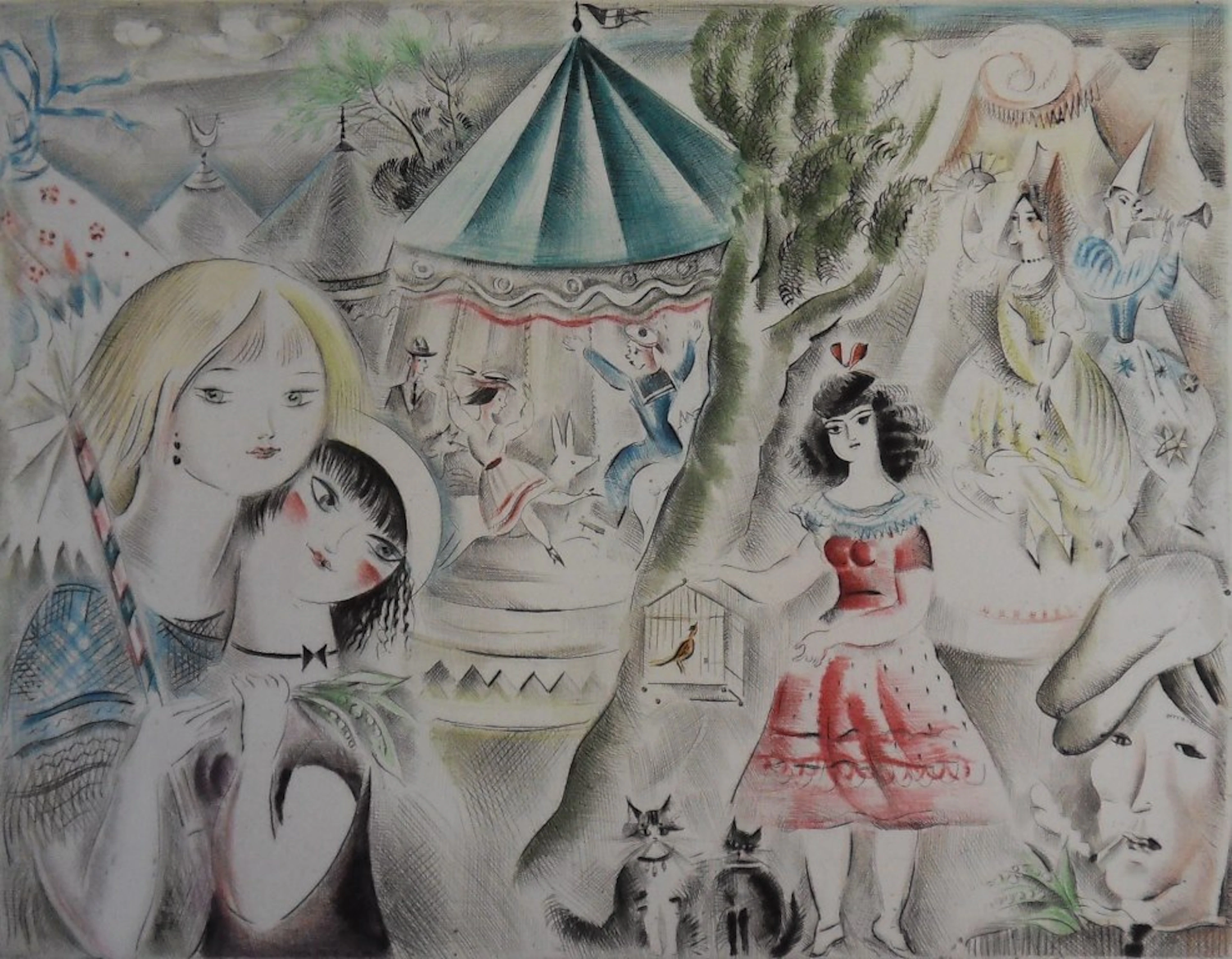 Mily POSSOZ : La fête foraine - Eau-forte originale signée